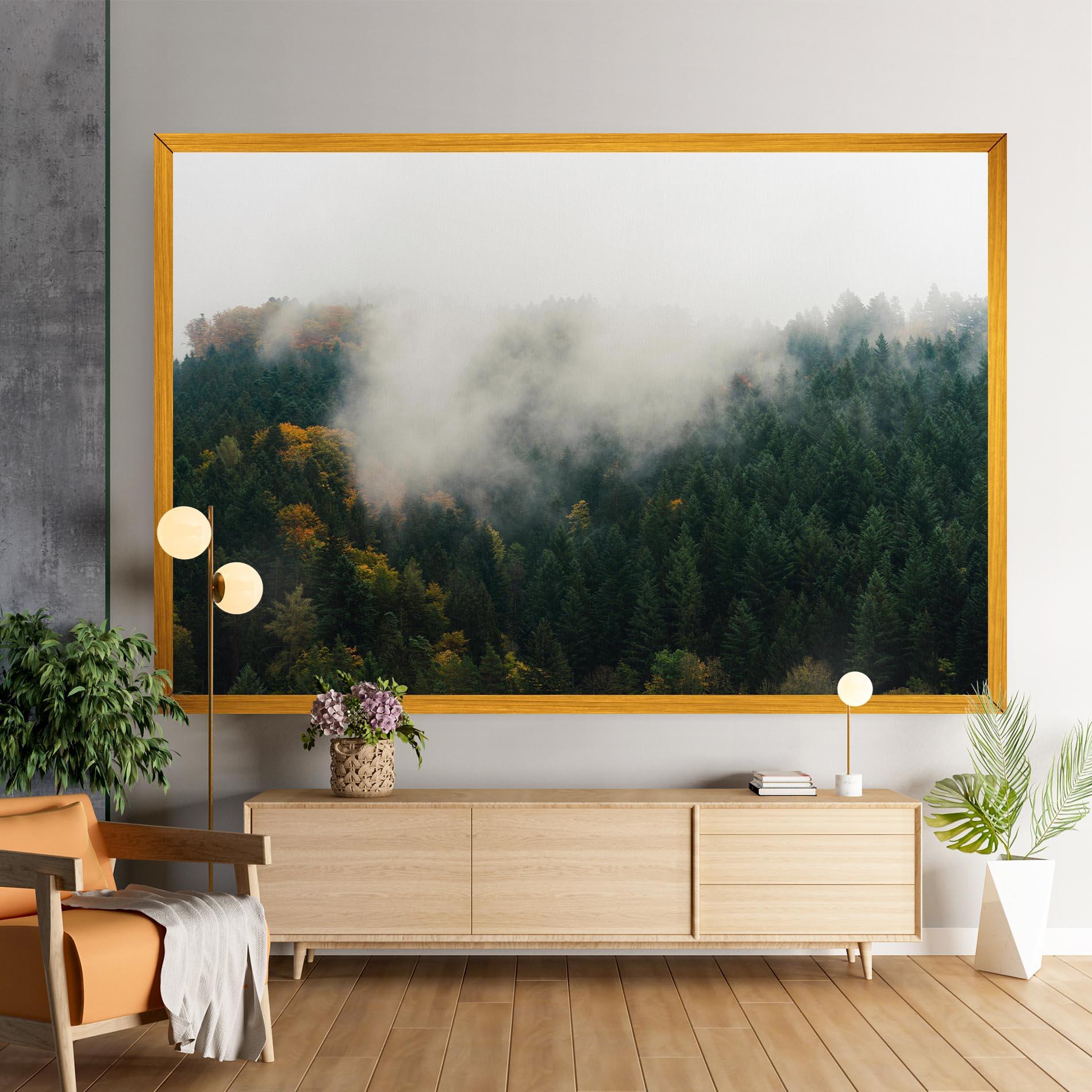 Leinwandbild Foggy Tree Forest mockup 9