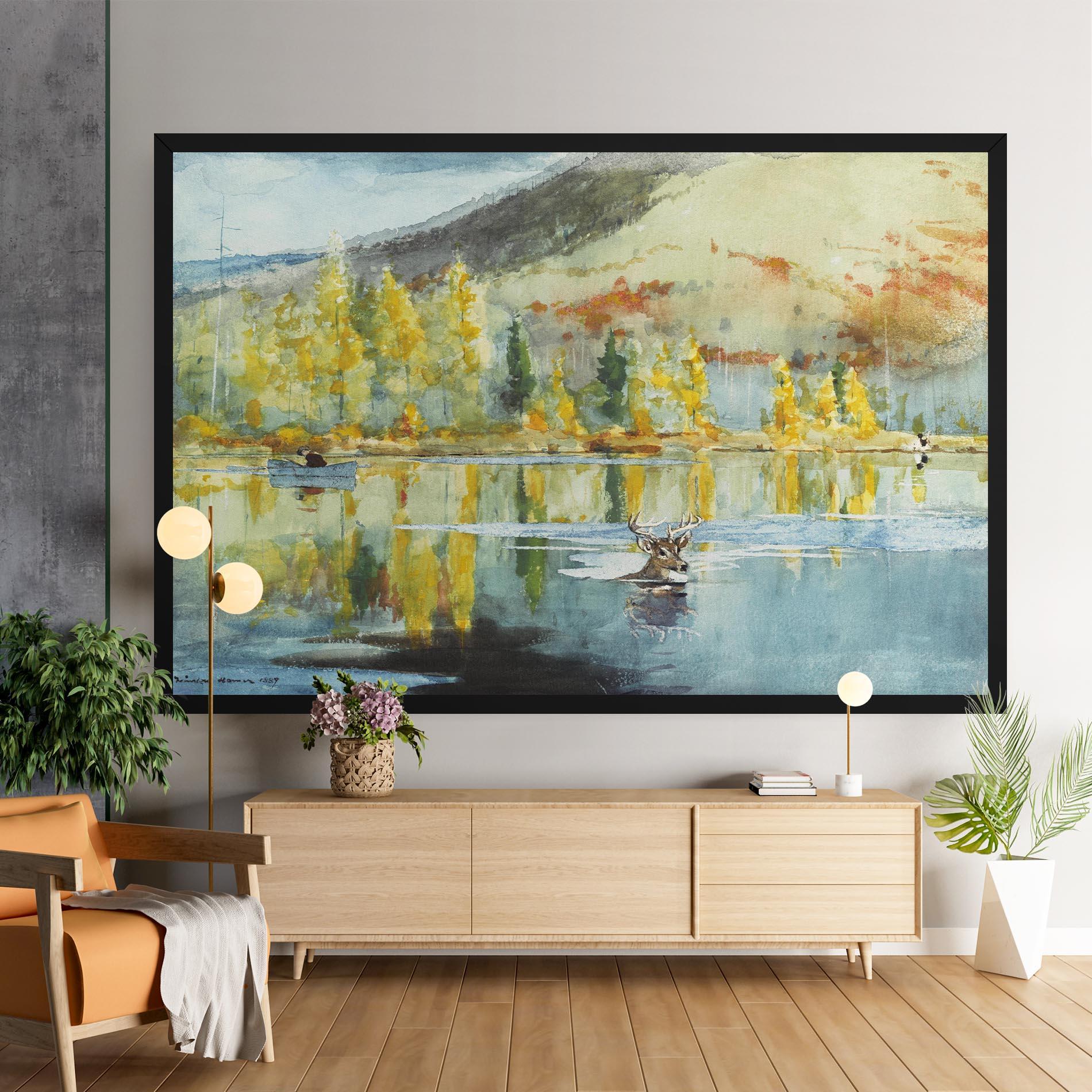 Leinwandbild Trees Painting Lake mockup 9