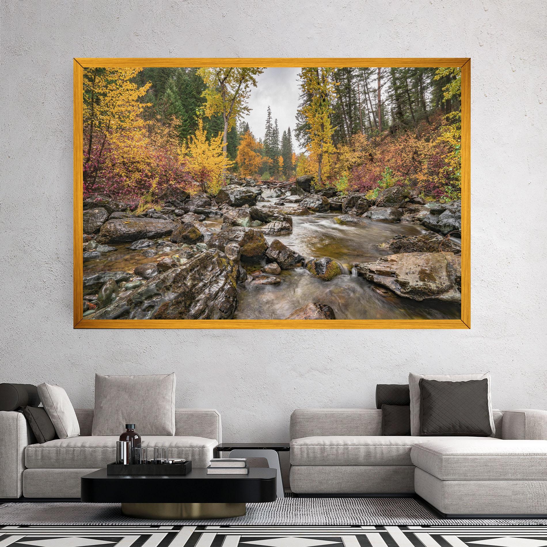 Leinwandbild Forest Lake Rocks mockup 2