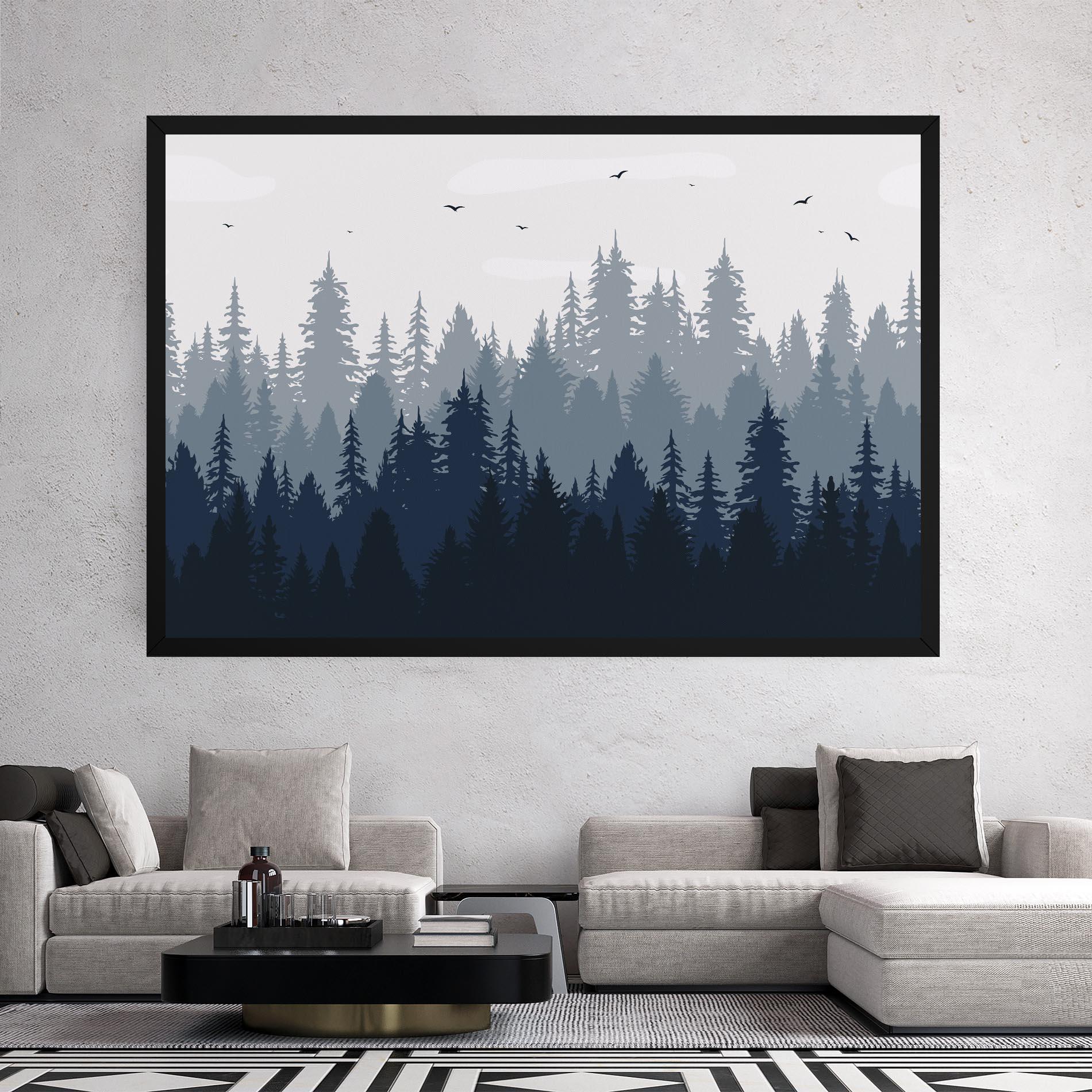 Leinwandbild Foggy Blue Forest mockup 2