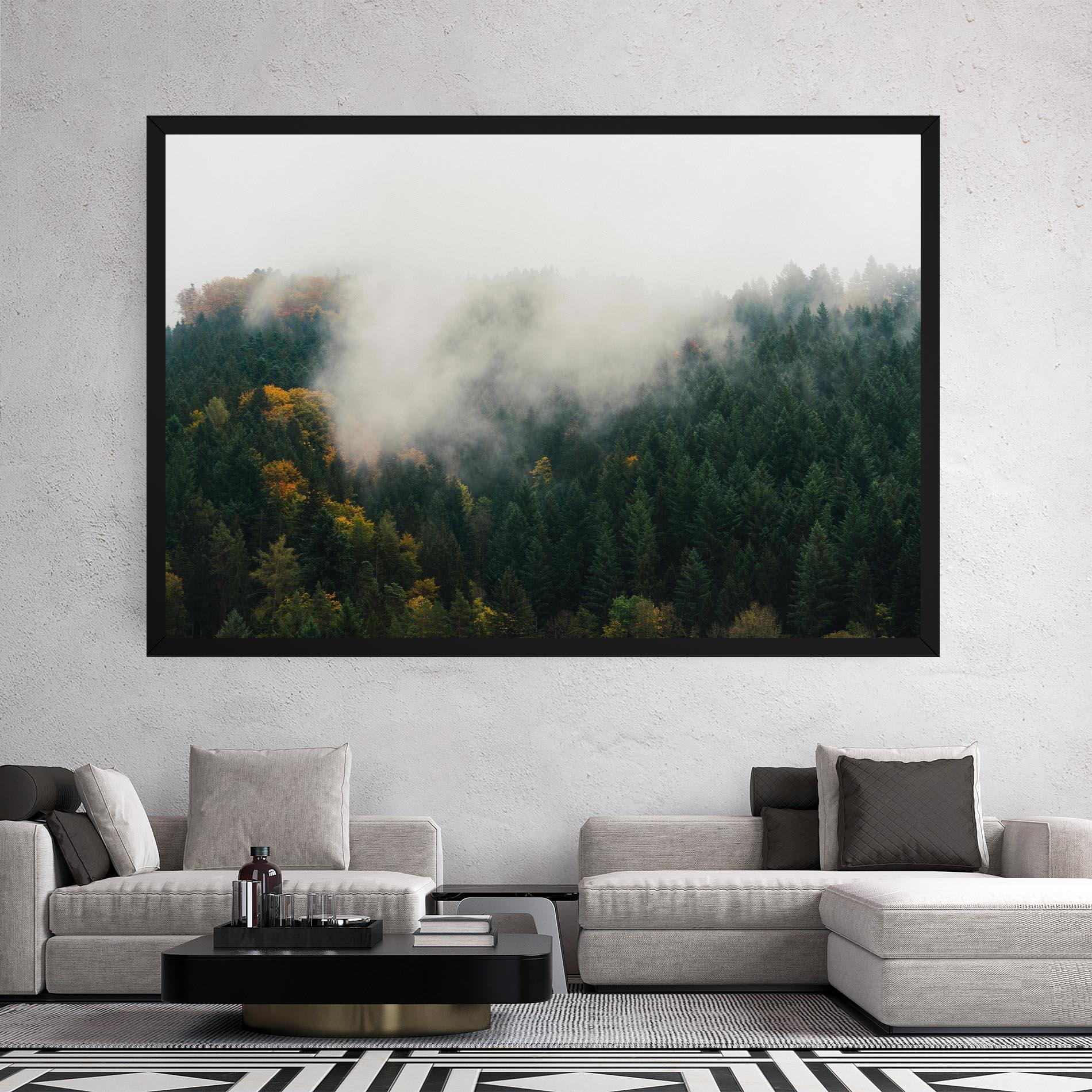 Leinwandbild Foggy Tree Forest mockup 2