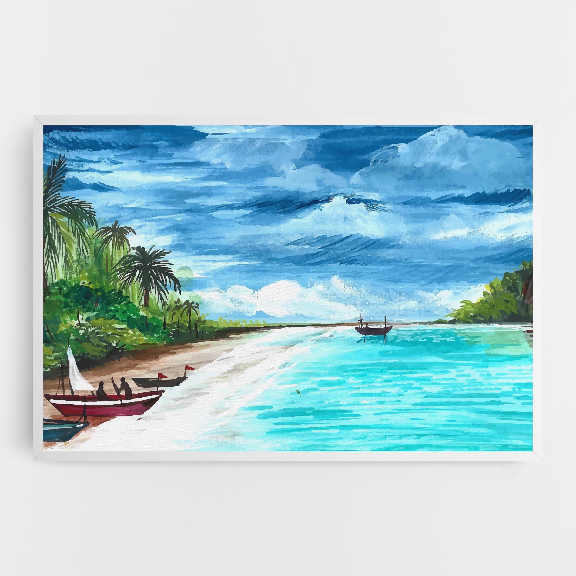 Leinwandbild Beach Painting Art mockup 0