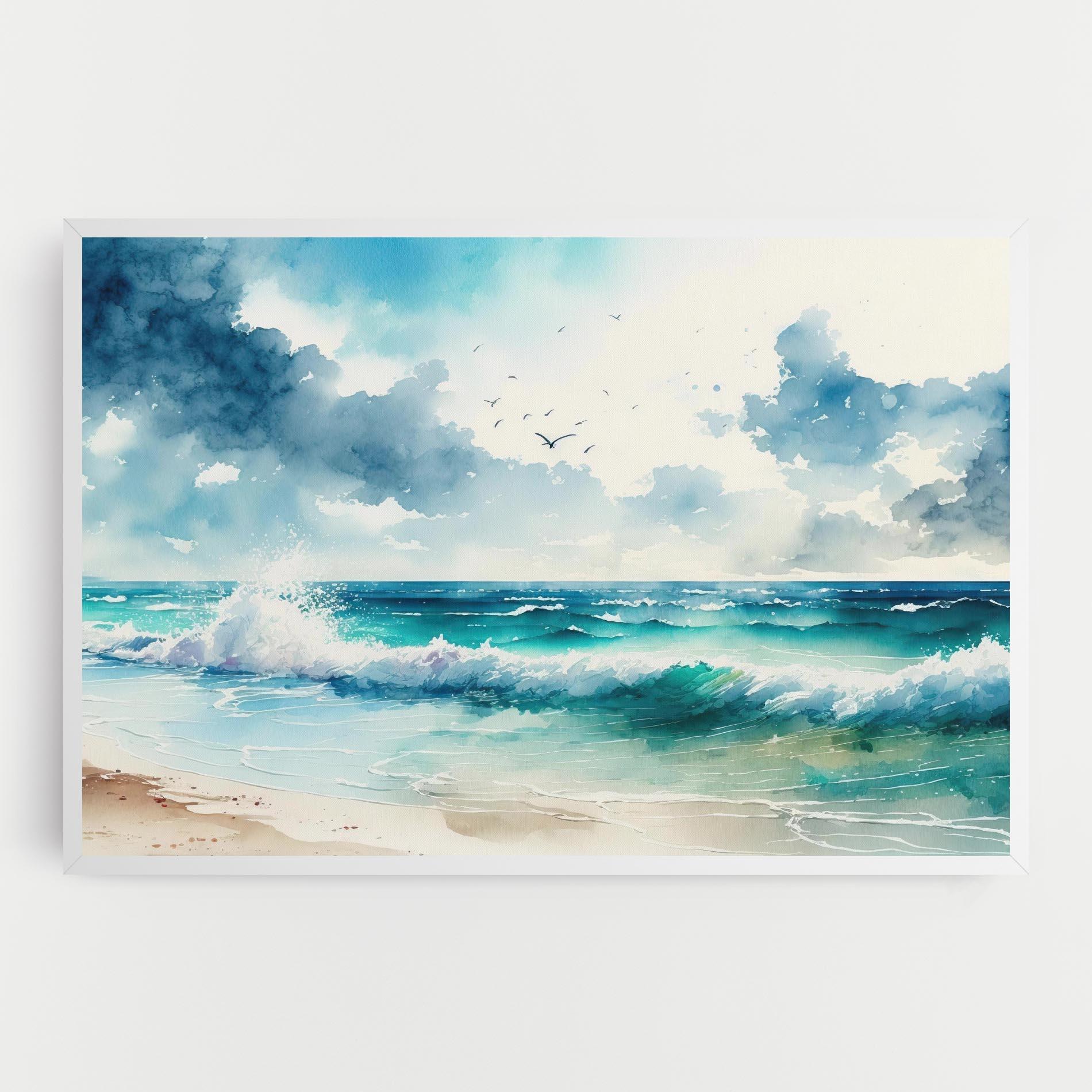 Leinwandbild Watercolor Sea Beach mockup 0