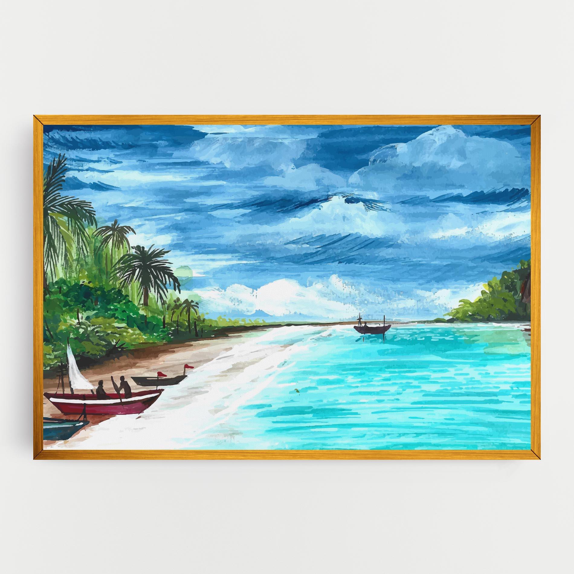 Leinwandbild Beach Painting Art mockup 0