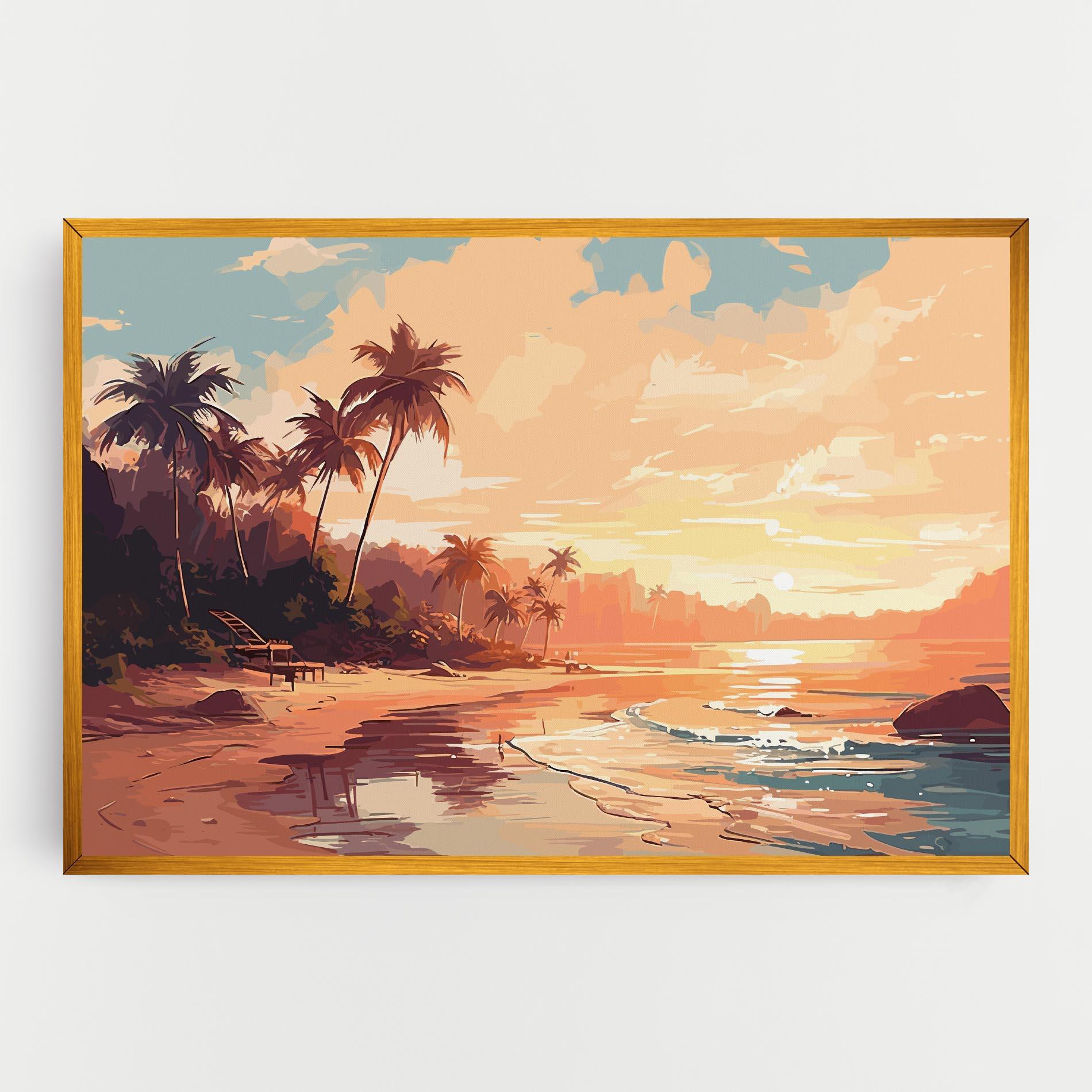 Leinwandbild Blue Orange Beach mockup 0