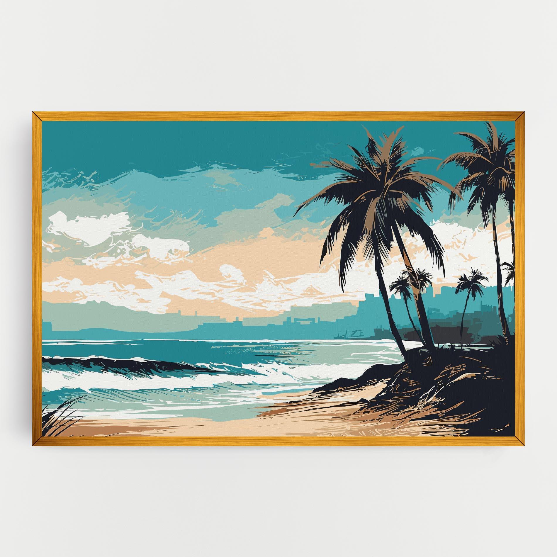 Leinwandbild Cream Blue Beach mockup 0