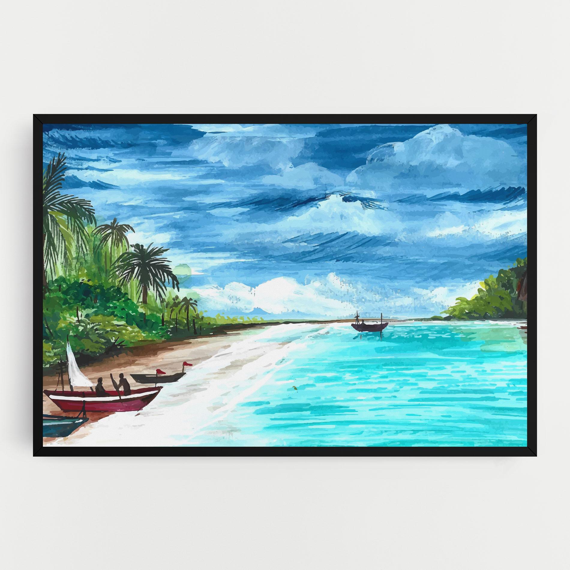 Leinwandbild Beach Painting Art mockup 0