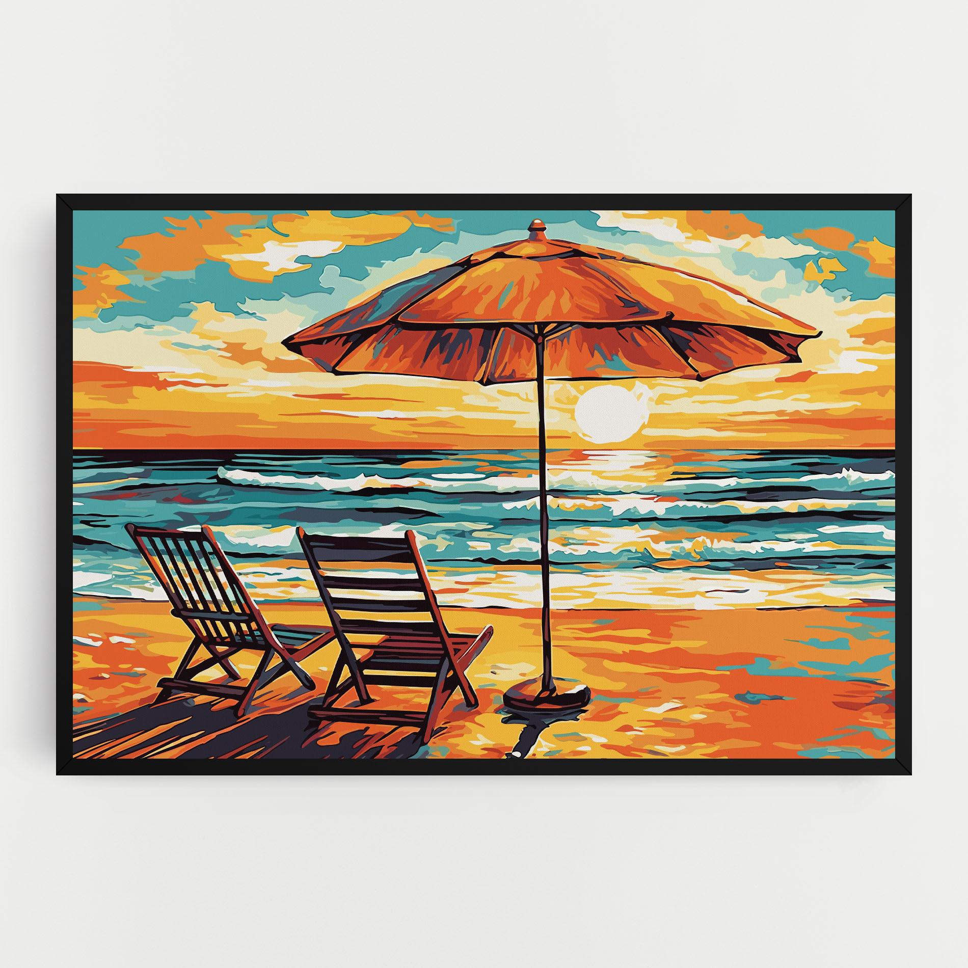 Leinwandbild Chair Sunset View mockup 0