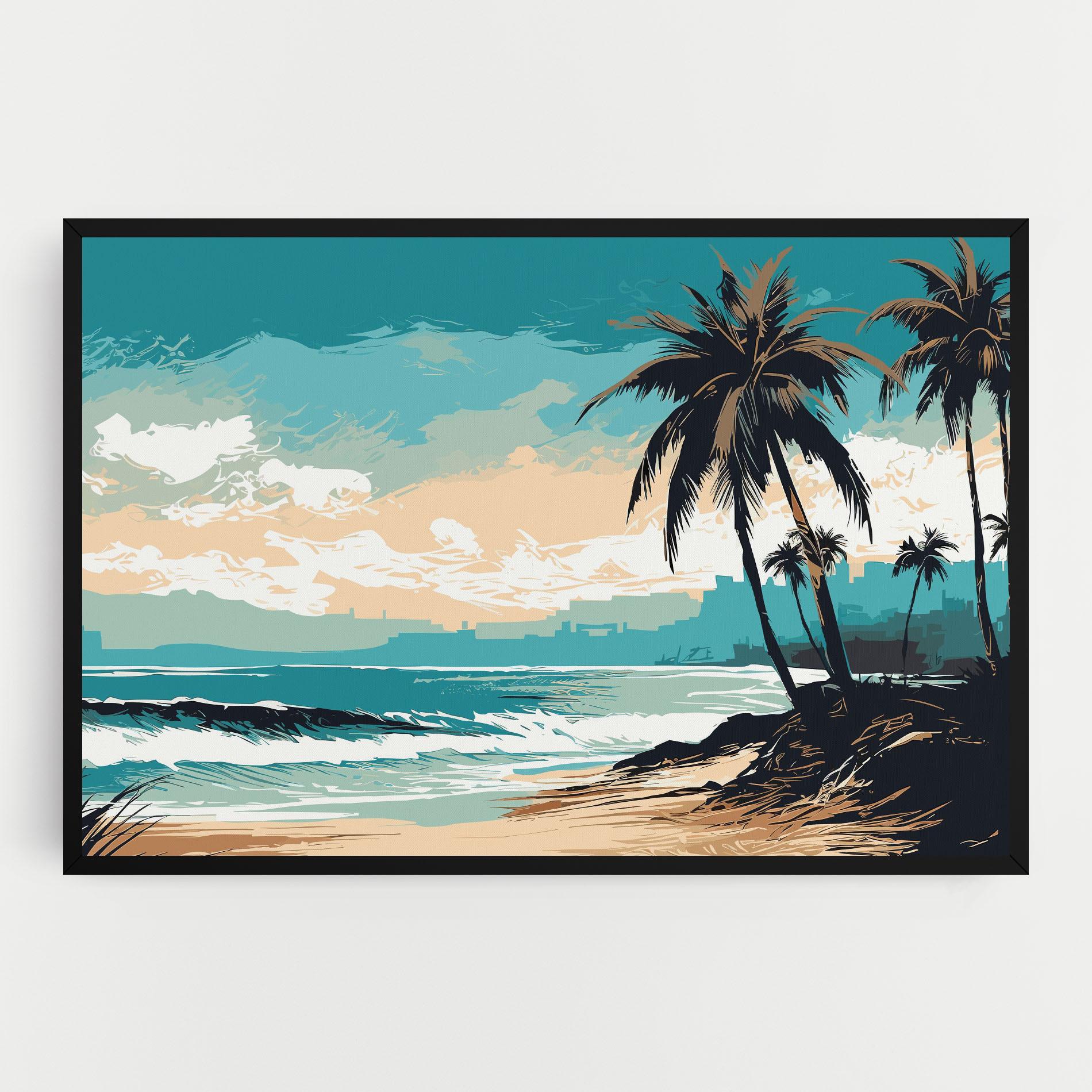 Leinwandbild Cream Blue Beach mockup 0