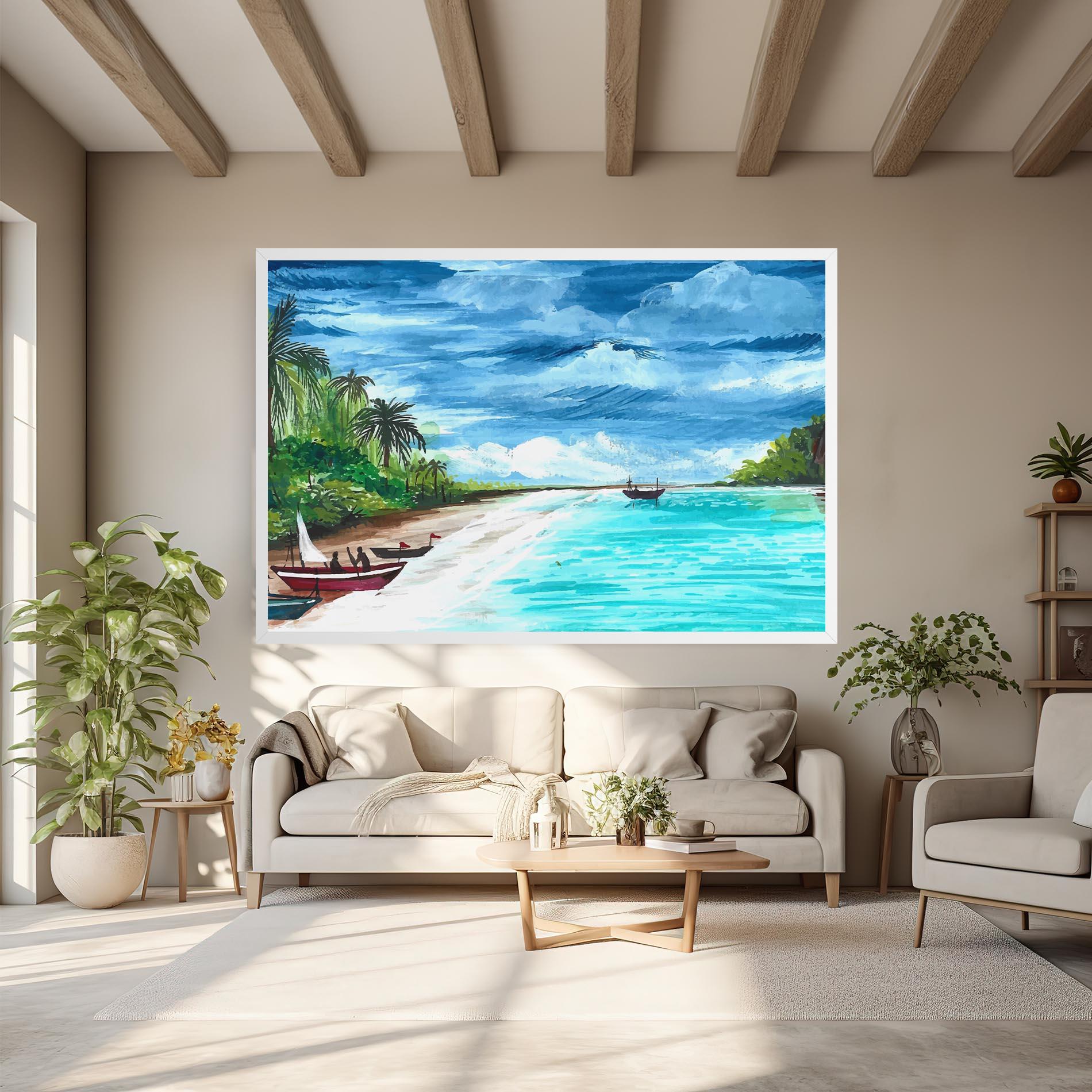 Leinwandbild Beach Painting Art mockup 6