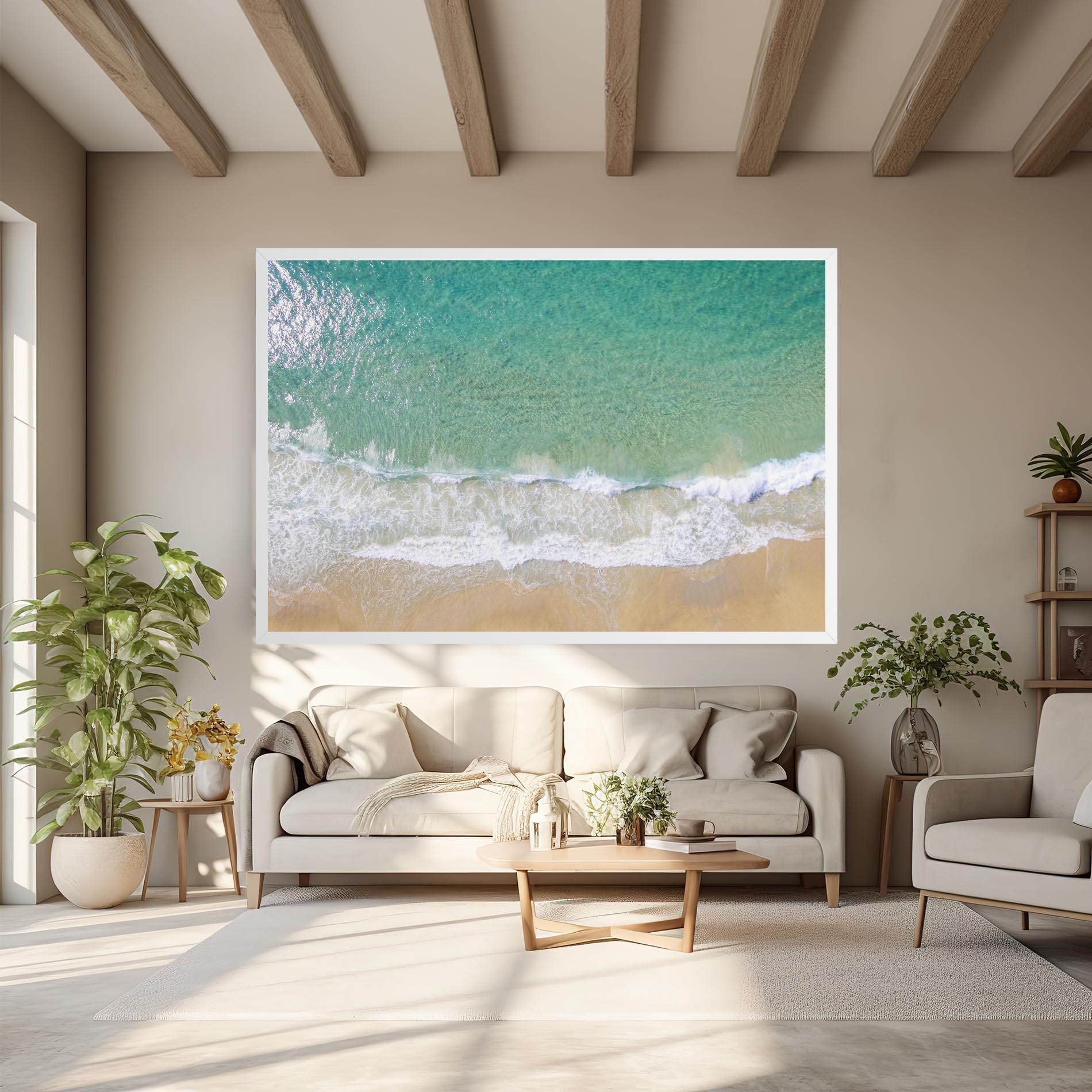 Leinwandbild Blue Waves Beach mockup 6