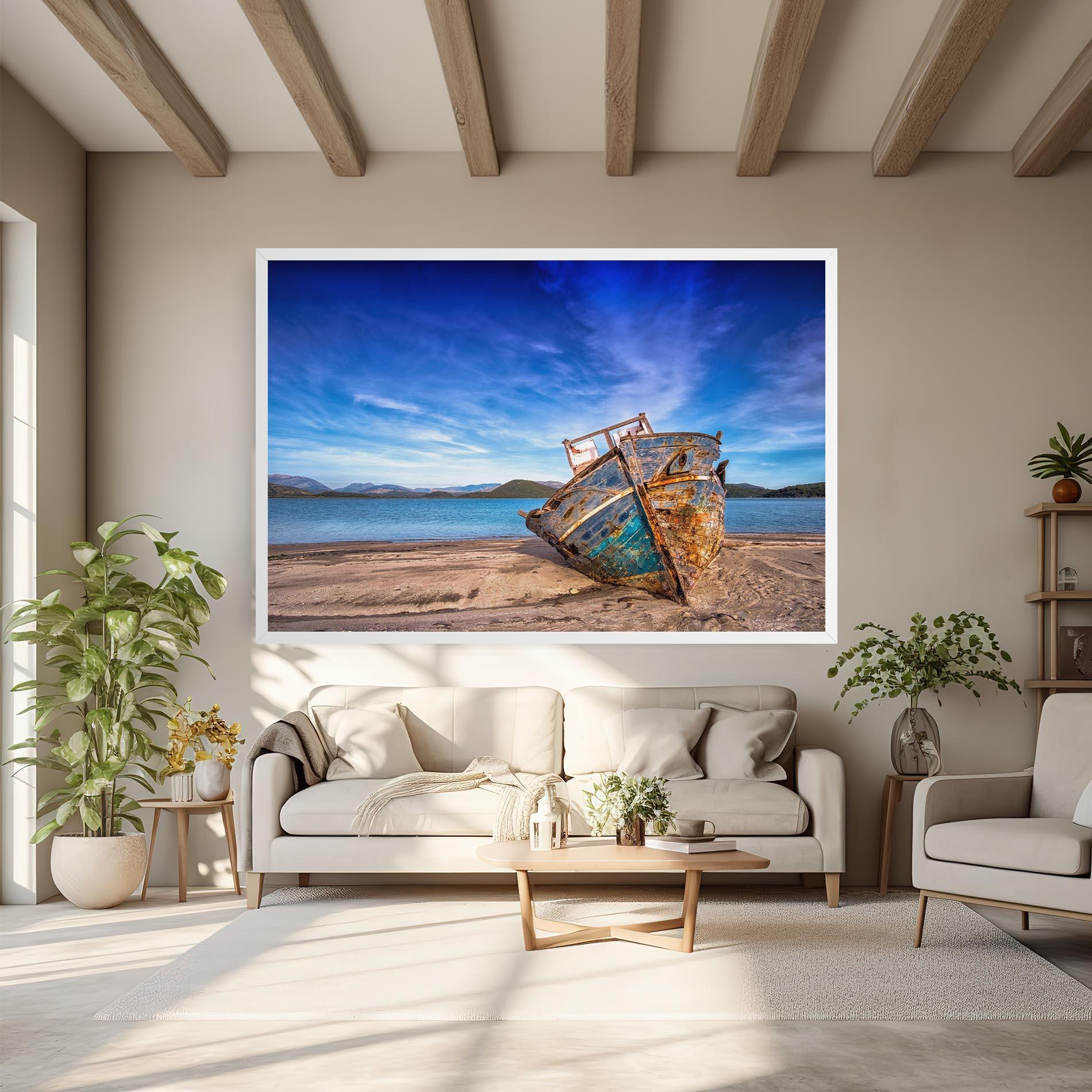 Leinwandbild Boat Blue Sky mockup 6