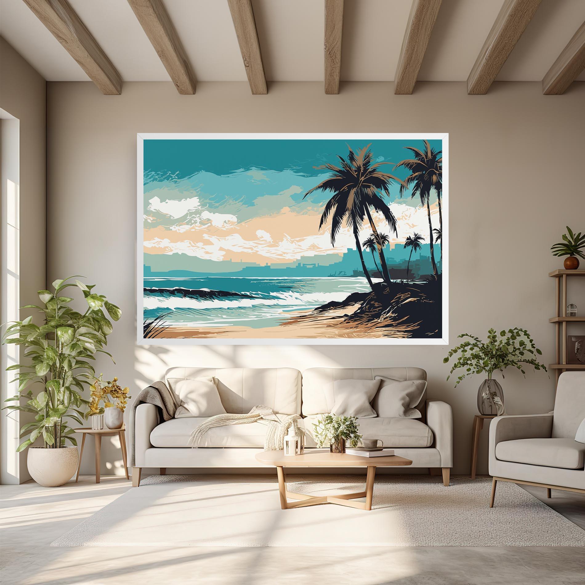 Leinwandbild Cream Blue Beach mockup 6