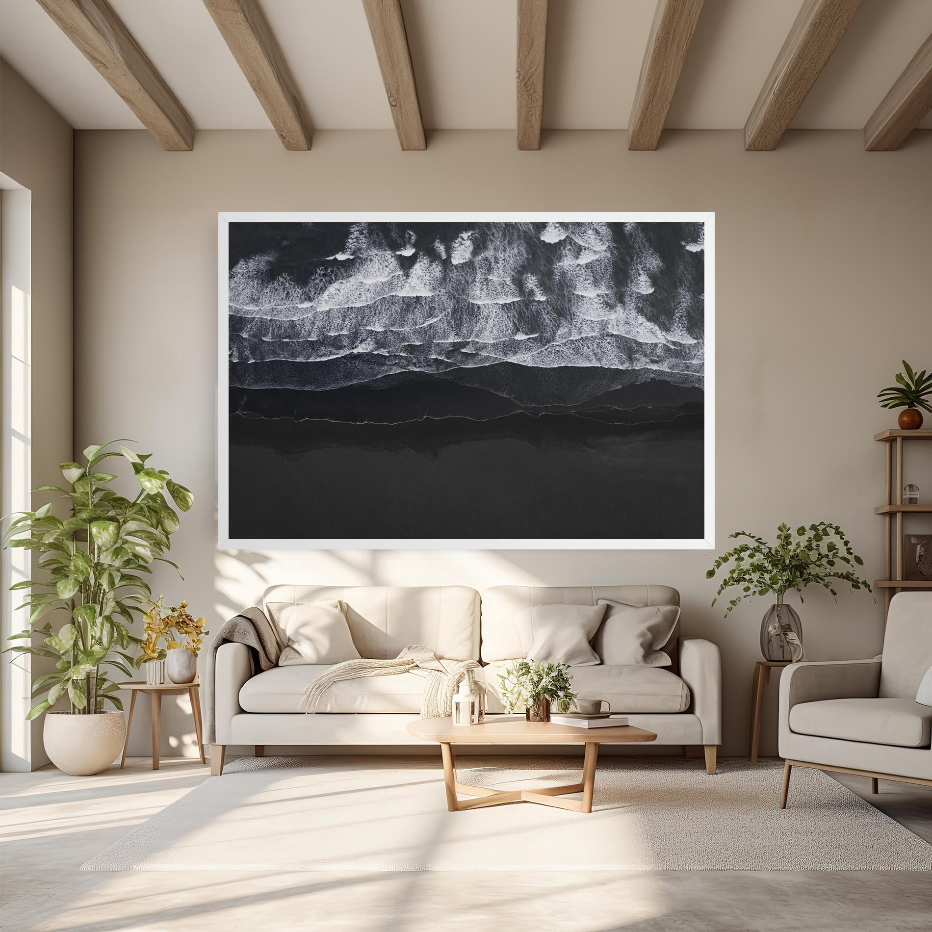 Leinwandbild Grey Waves Beach mockup 6