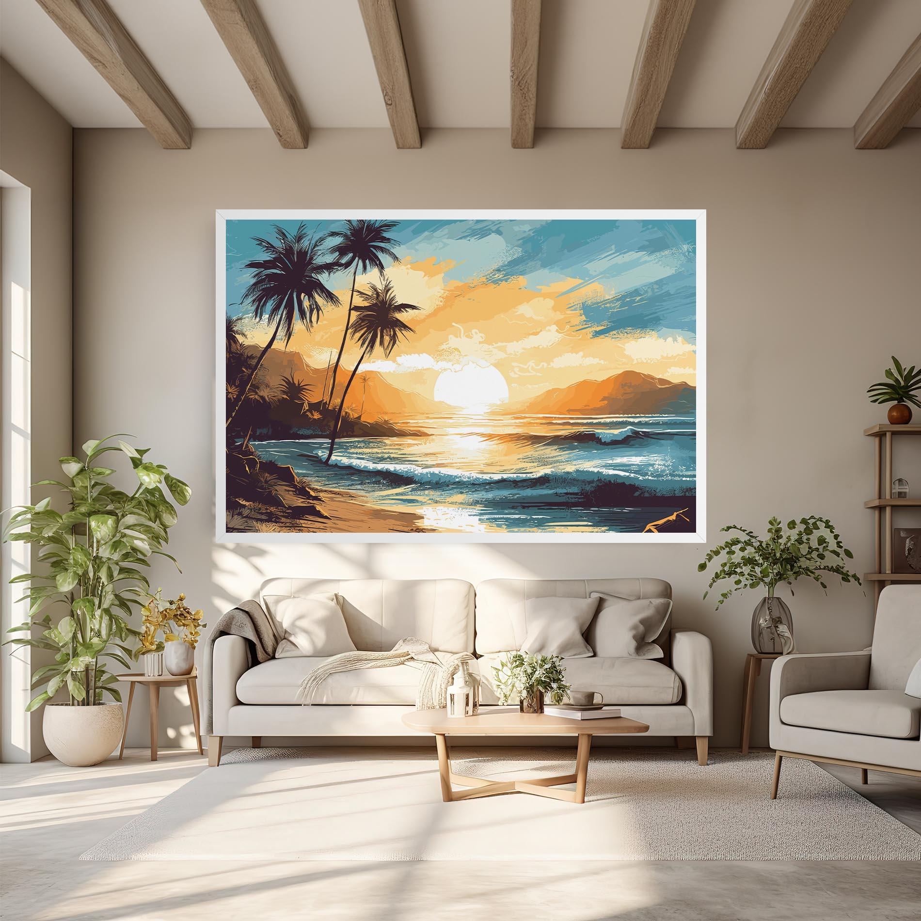Leinwandbild Sunrise Beach View mockup 6