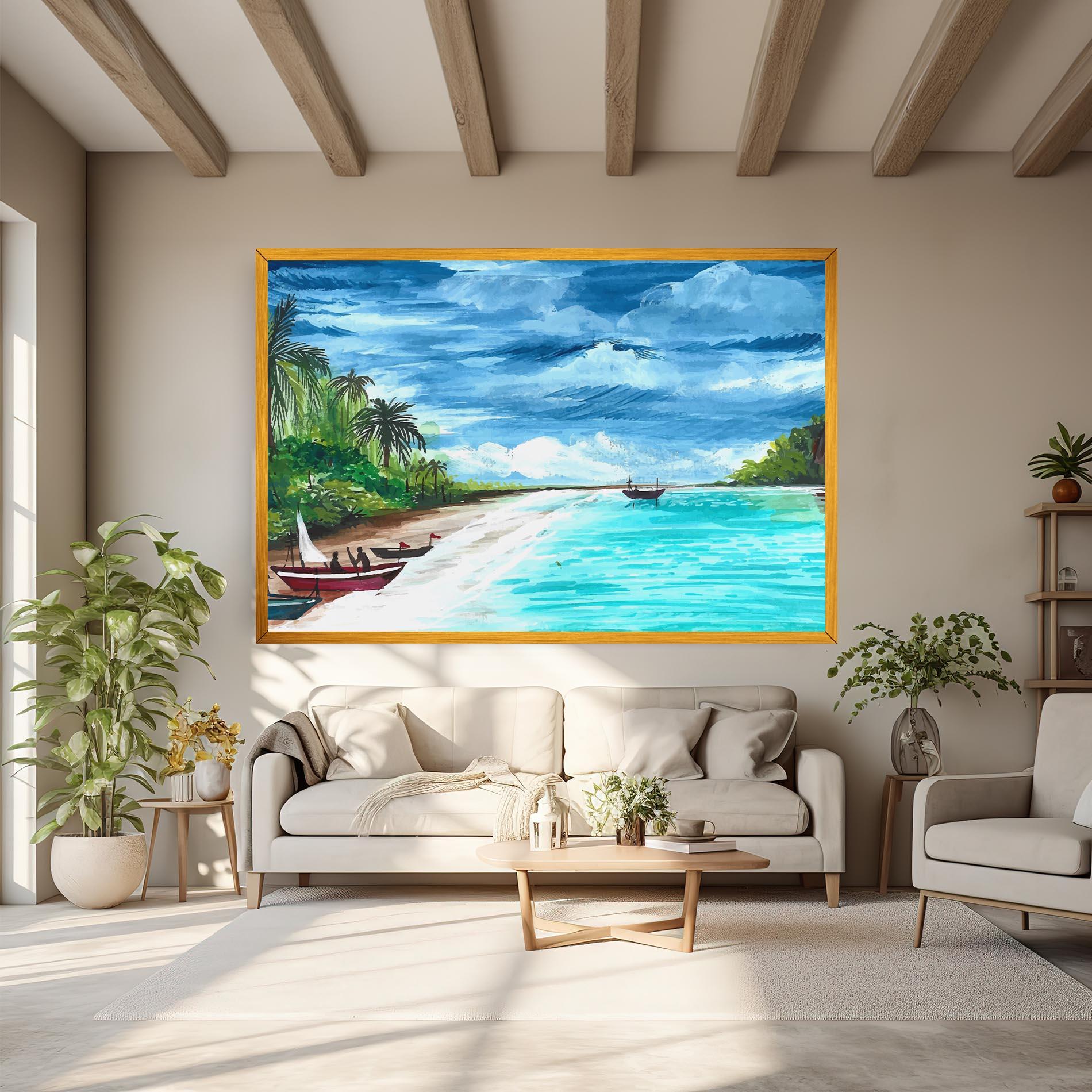 Leinwandbild Beach Painting Art mockup 6
