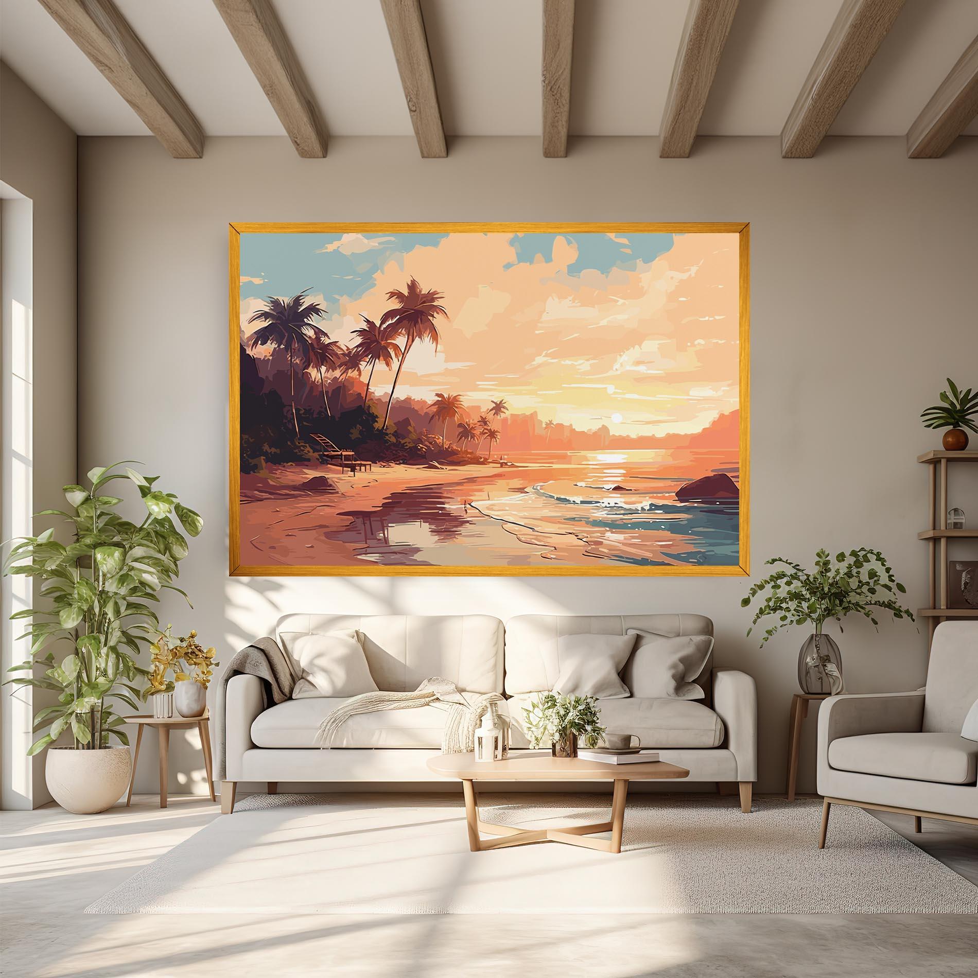 Leinwandbild Blue Orange Beach mockup 6