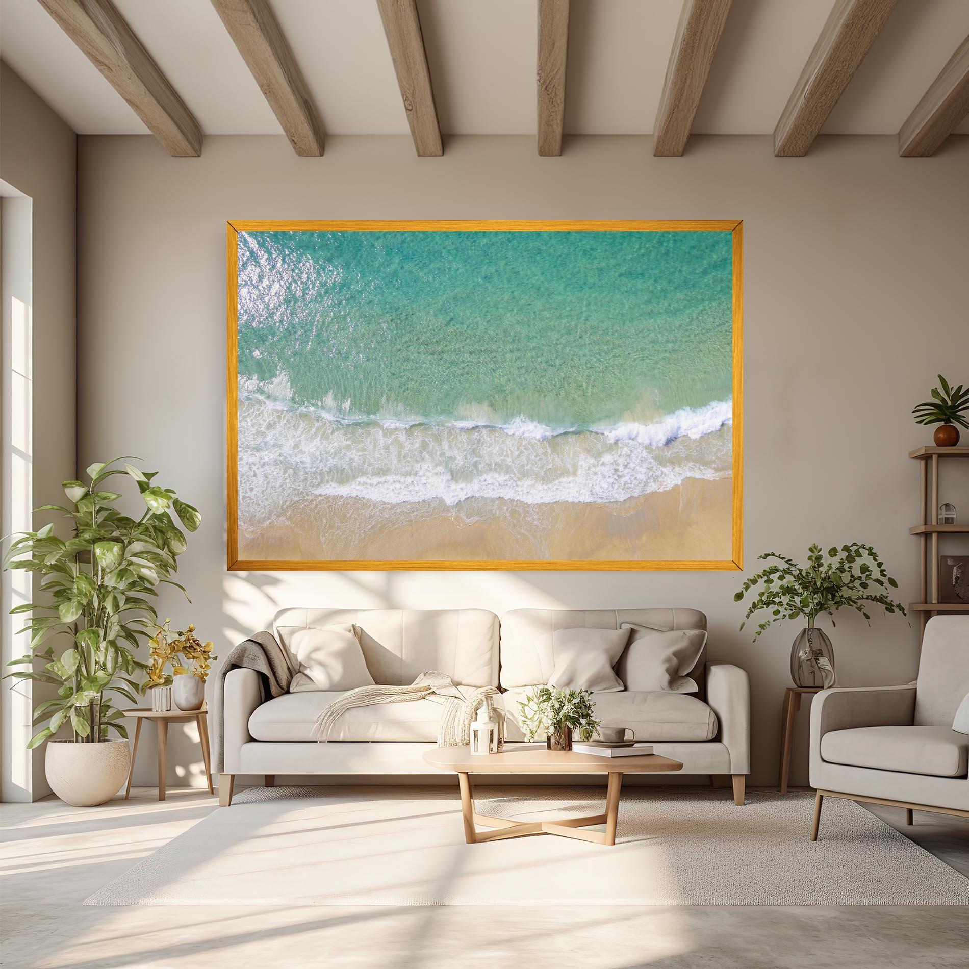 Leinwandbild Blue Waves Beach mockup 6