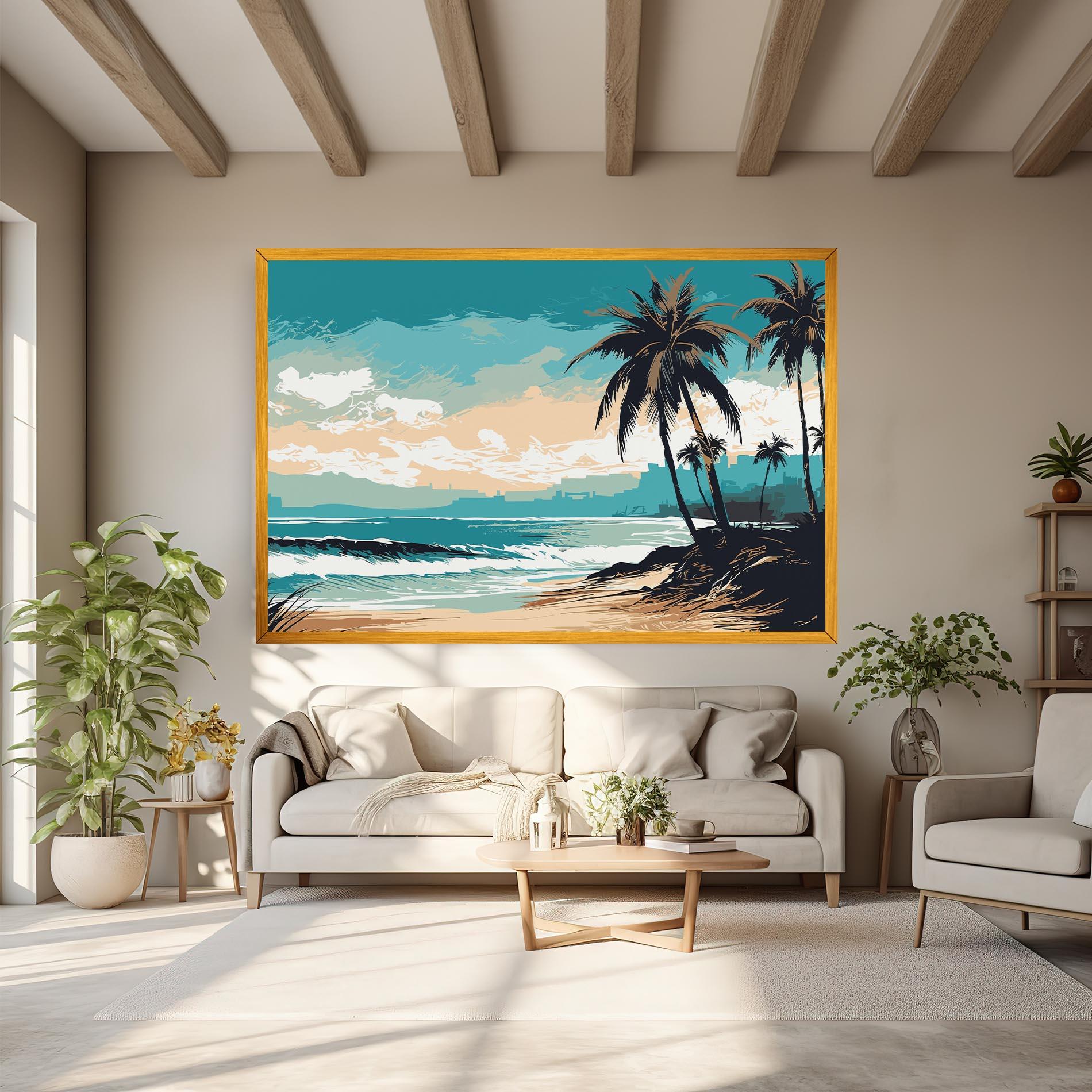 Leinwandbild Cream Blue Beach mockup 6