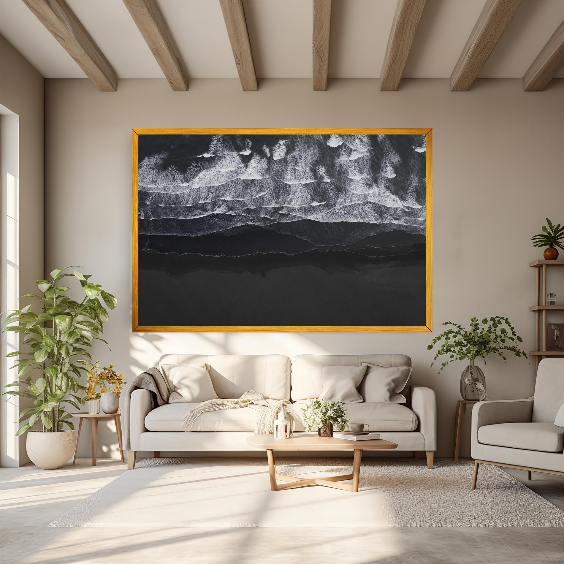 Leinwandbild Grey Waves Beach mockup 6