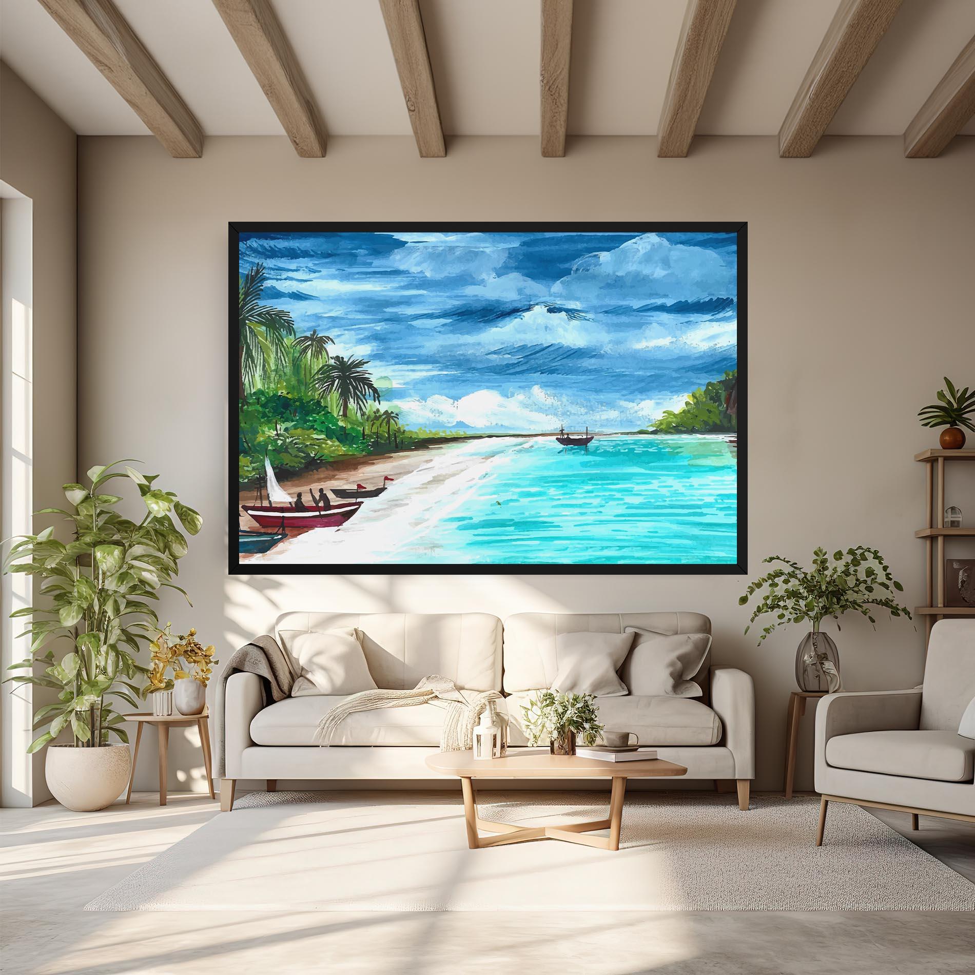 Leinwandbild Beach Painting Art mockup 6