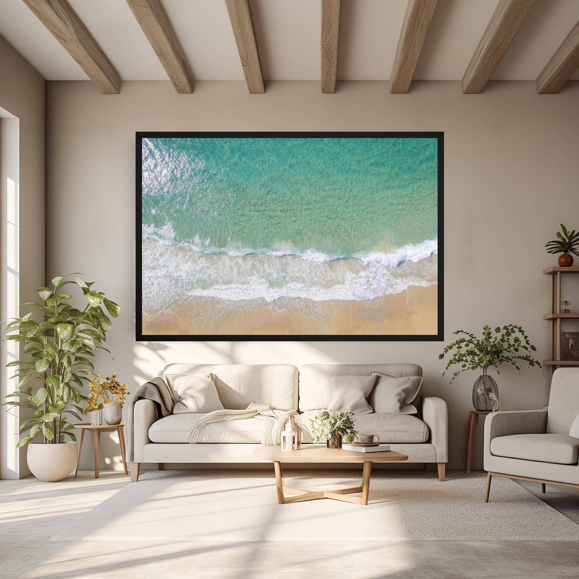 Leinwandbild Blue Waves Beach mockup 6
