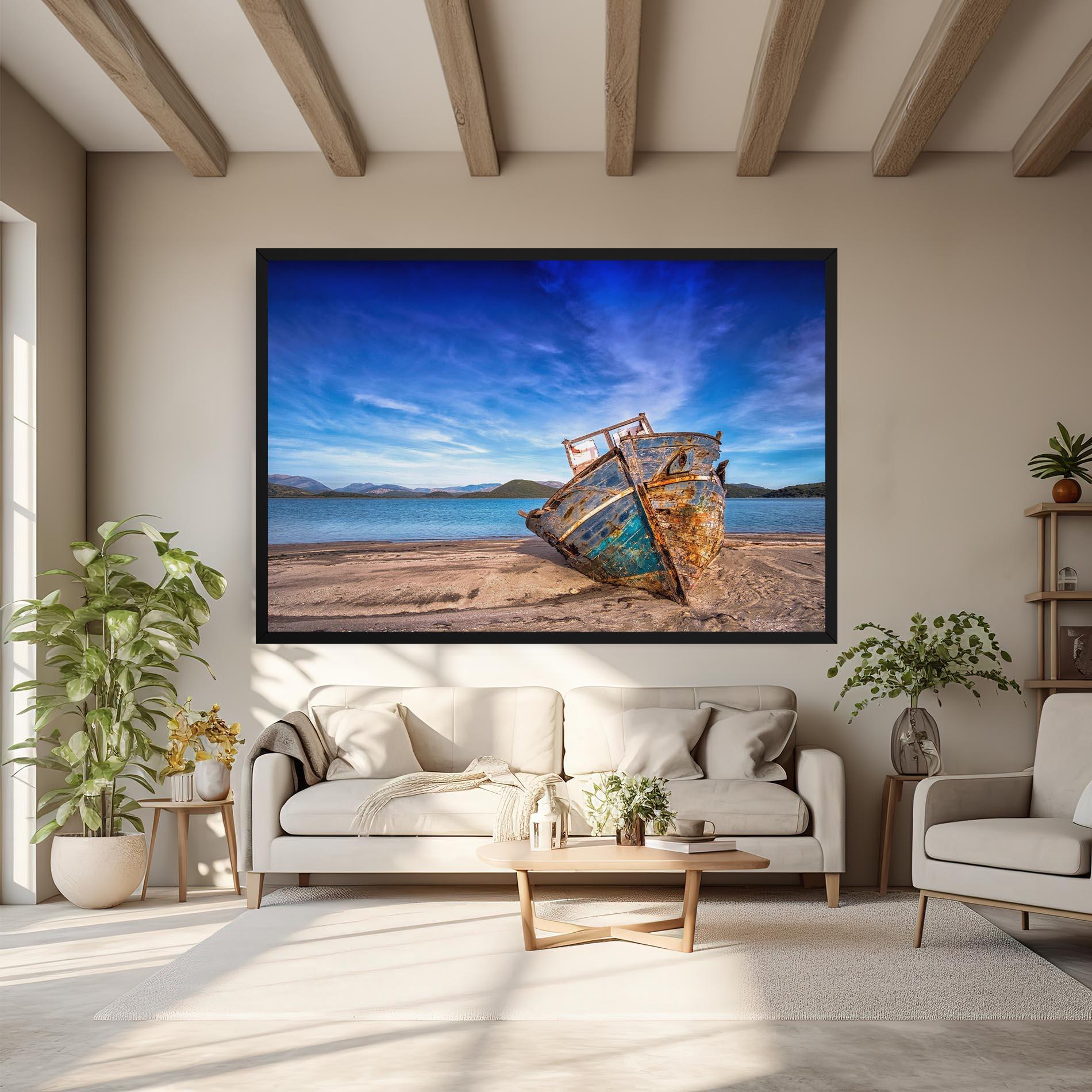 Leinwandbild Boat Blue Sky mockup 6