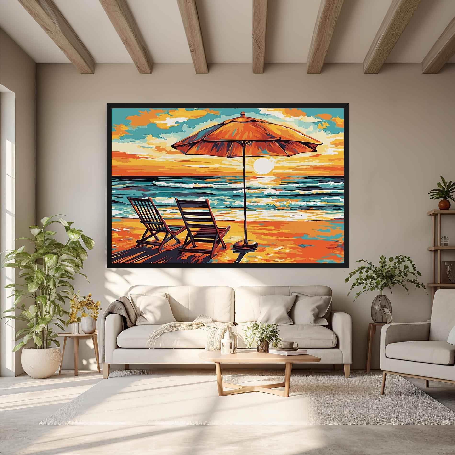 Leinwandbild Chair Sunset View mockup 6
