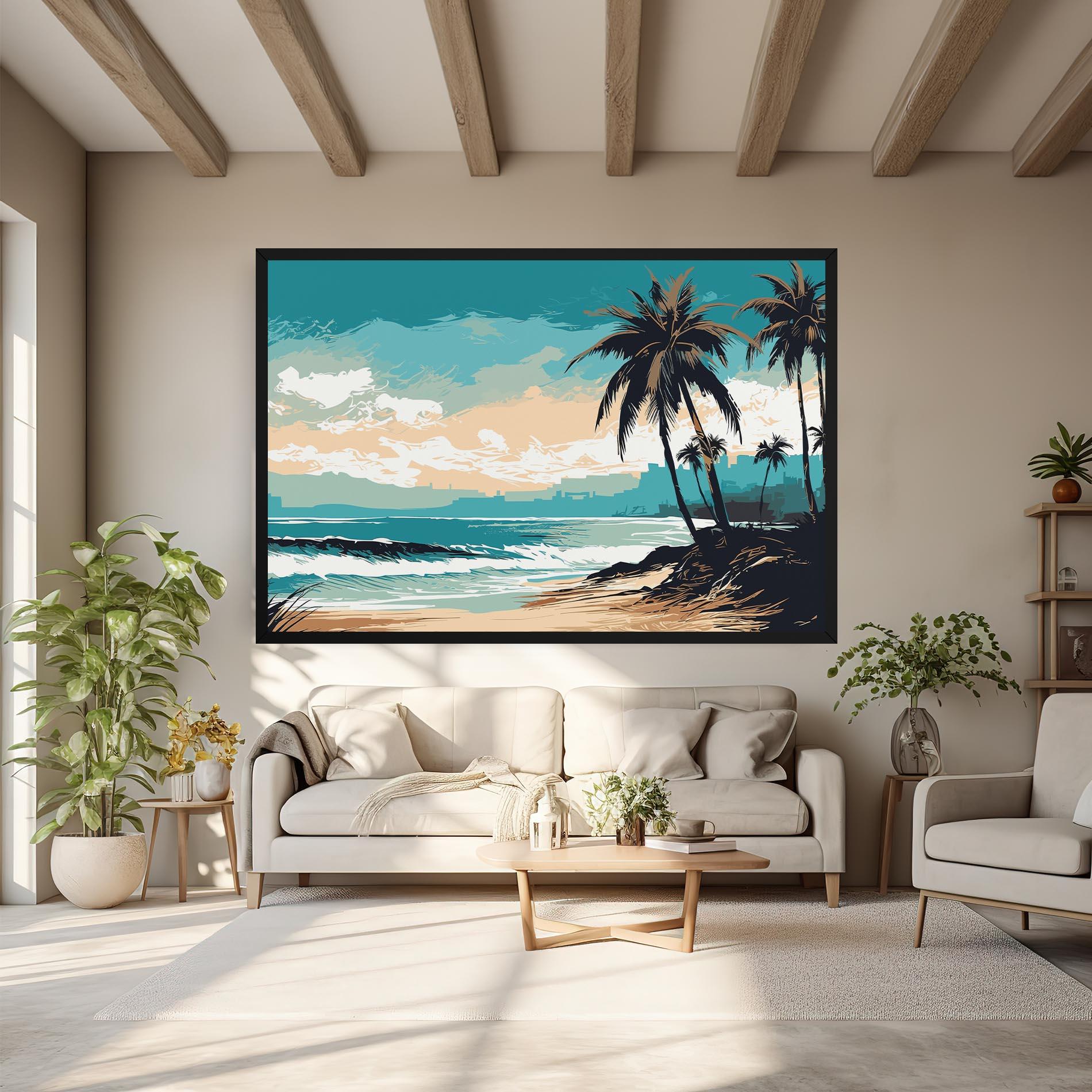 Leinwandbild Cream Blue Beach mockup 6