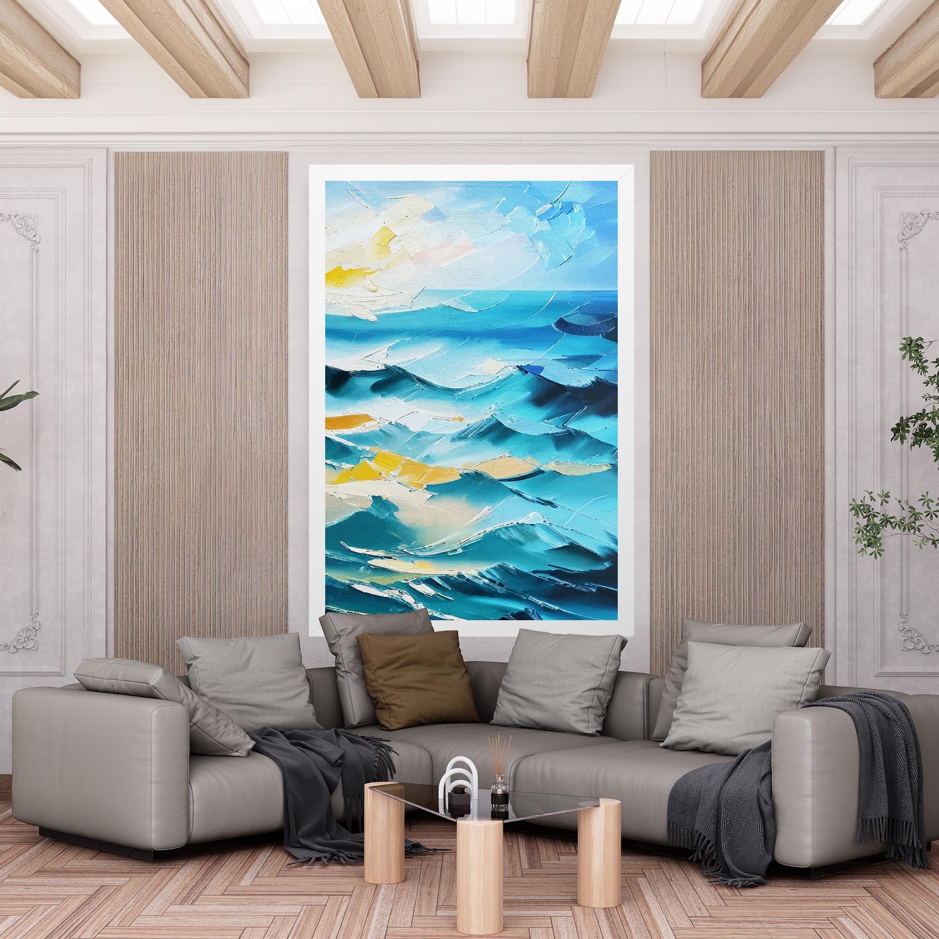 Leinwandbild Blue Ocean Painting mockup 6