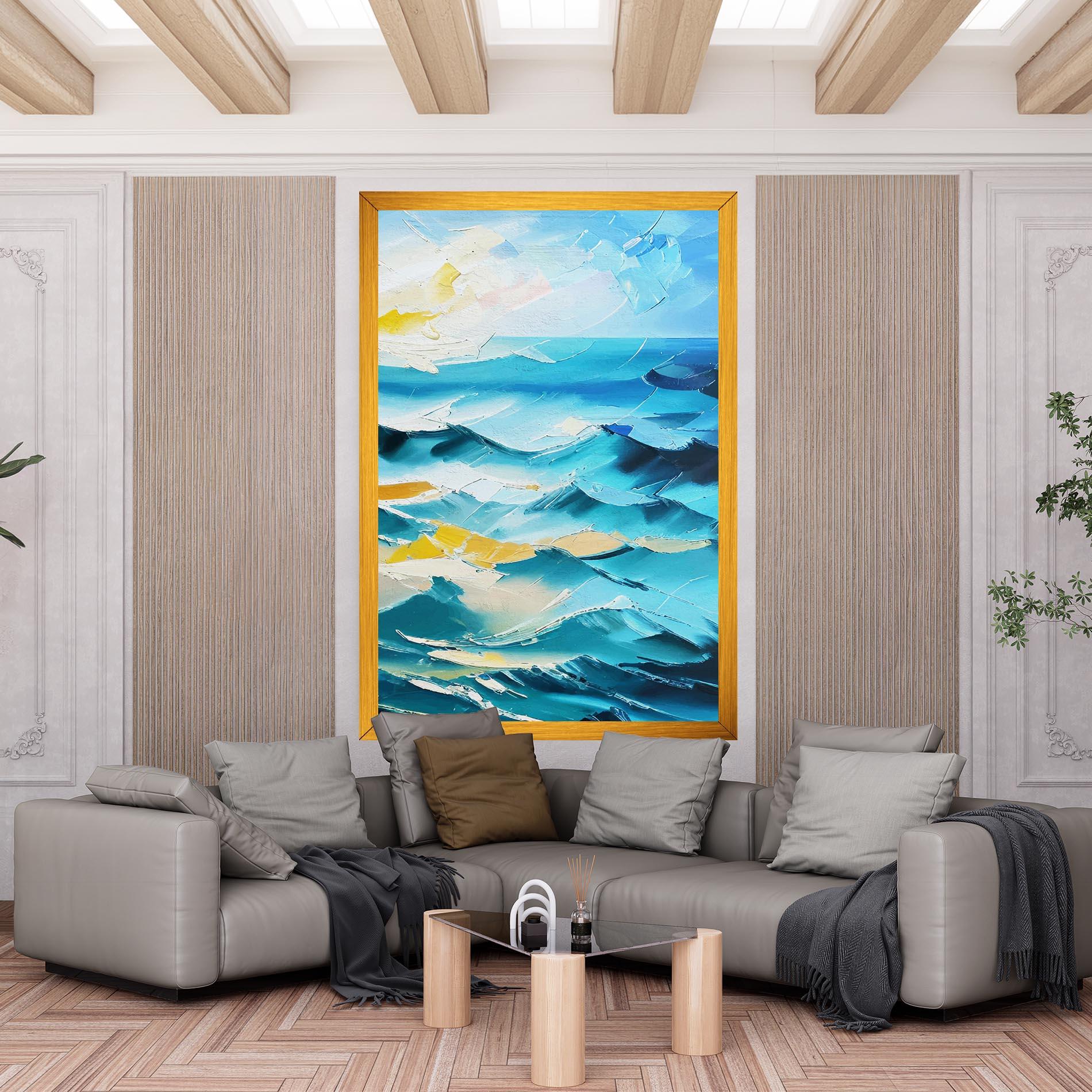 Leinwandbild Blue Ocean Painting mockup 6