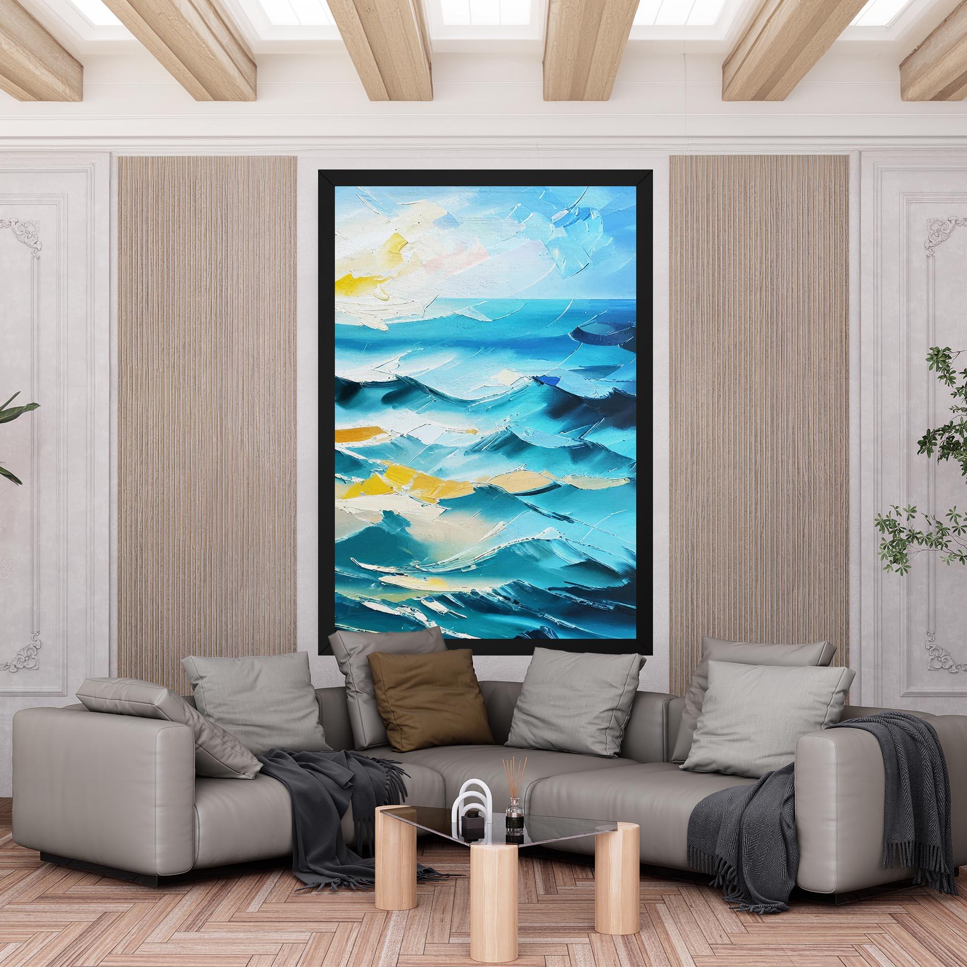 Leinwandbild Blue Ocean Painting mockup 6