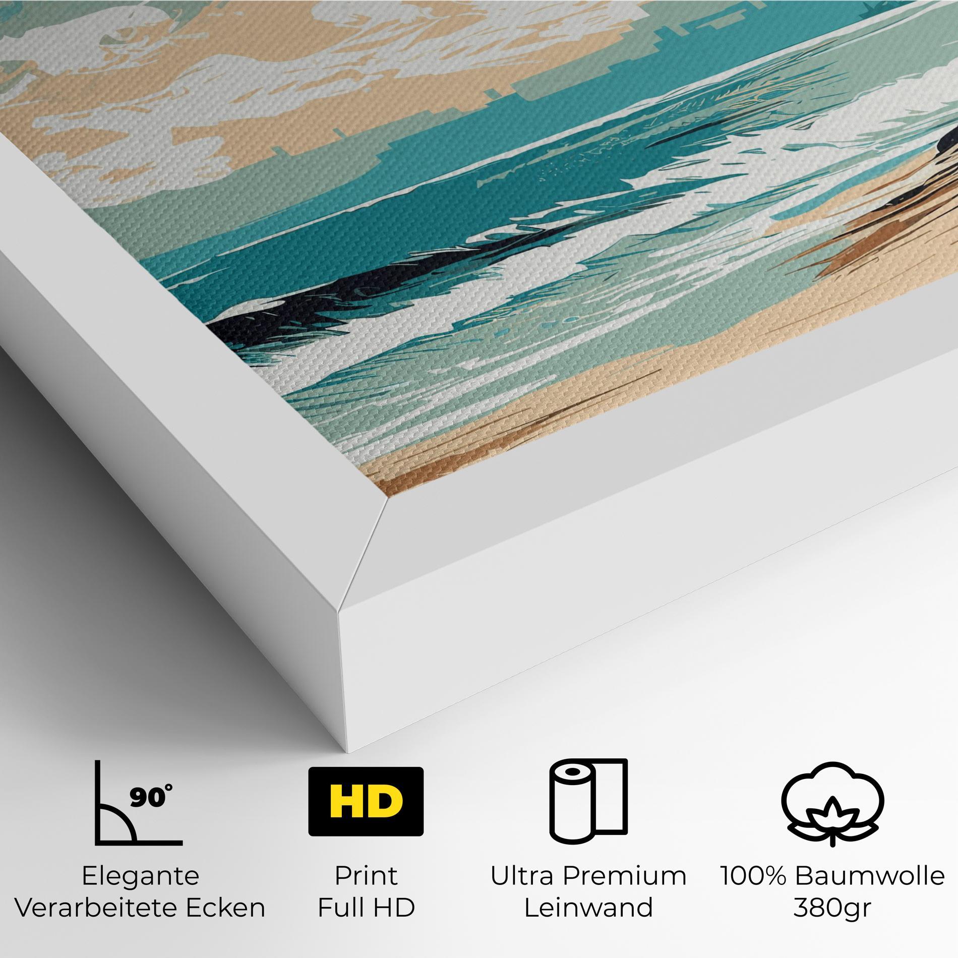 Leinwandbild Cream Blue Beach mockup 4