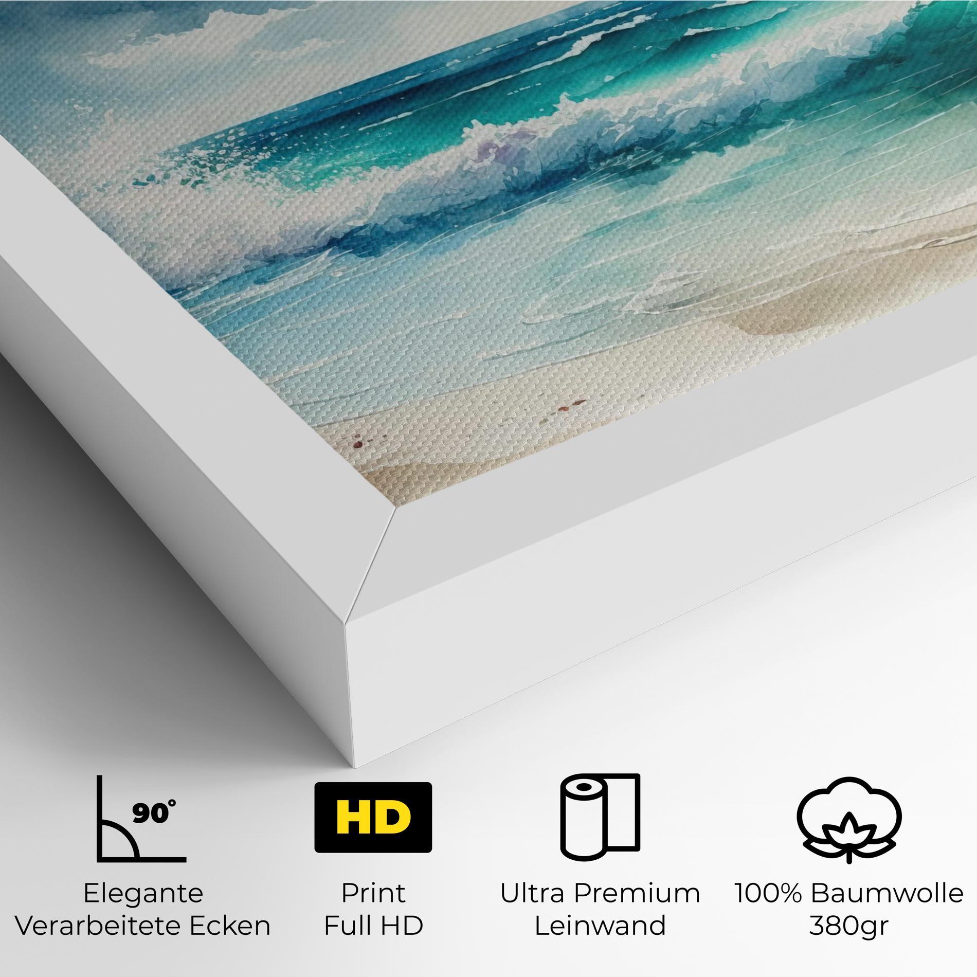 Leinwandbild Watercolor Sea Beach mockup 4
