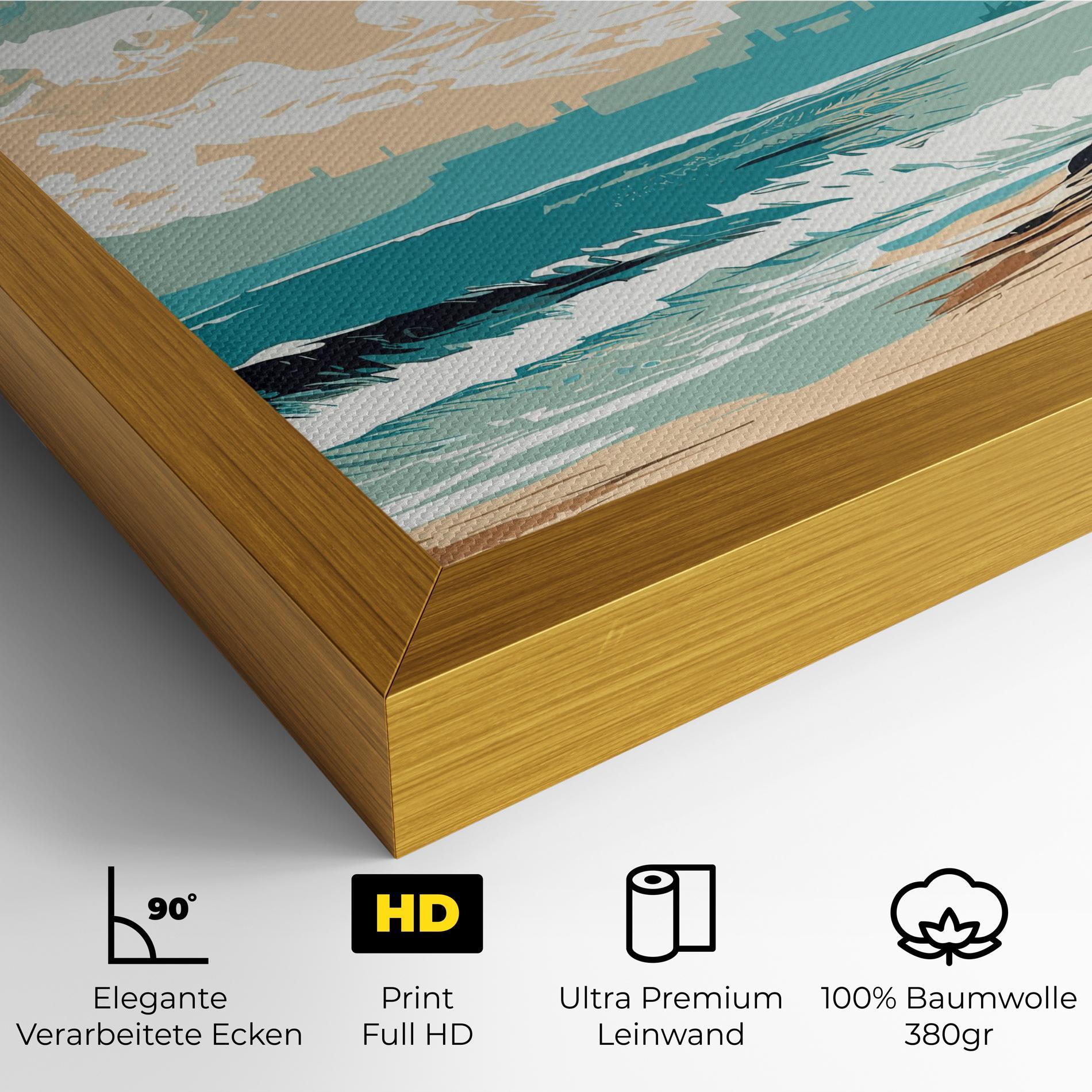 Leinwandbild Cream Blue Beach mockup 4