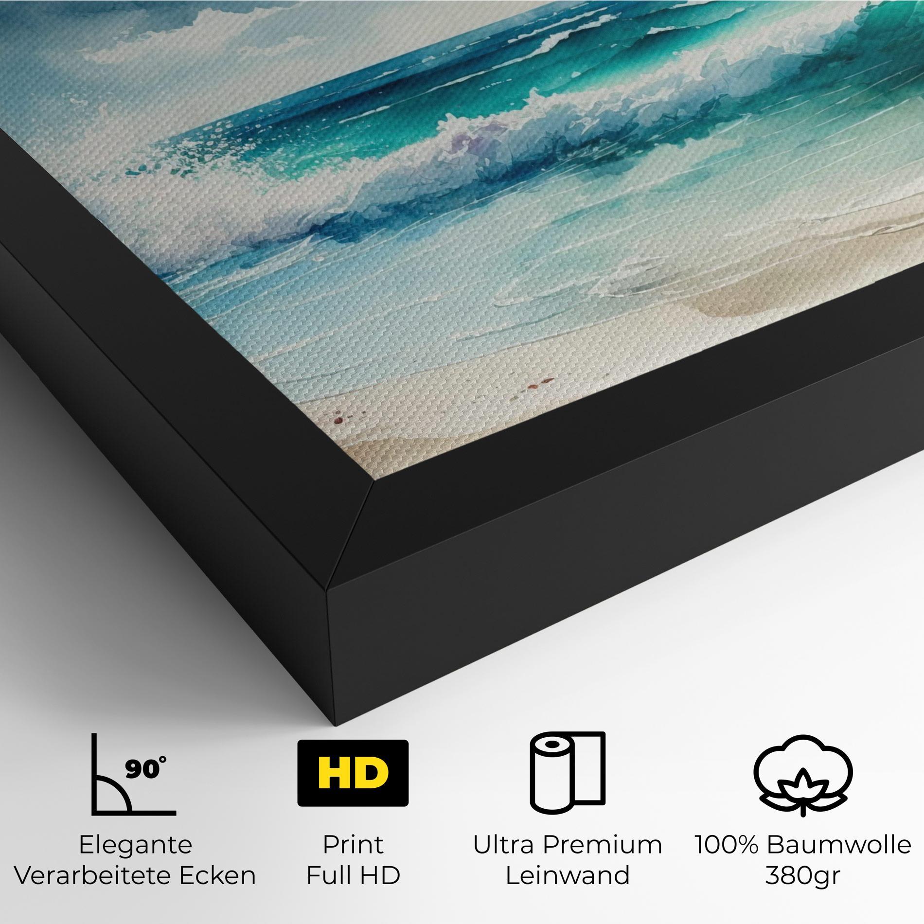 Leinwandbild Watercolor Sea Beach mockup 4