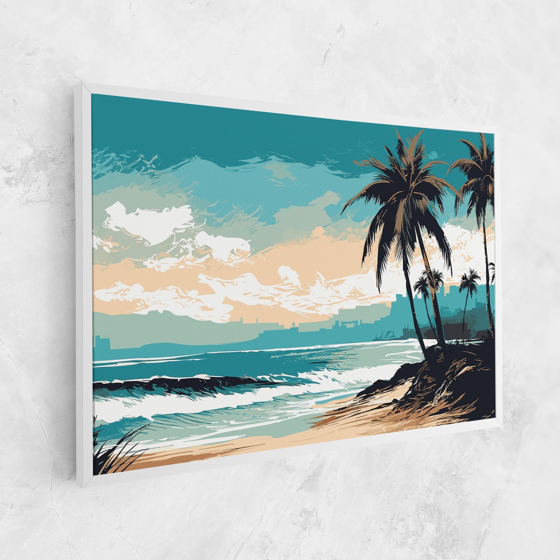 Leinwandbild Cream Blue Beach mockup 1
