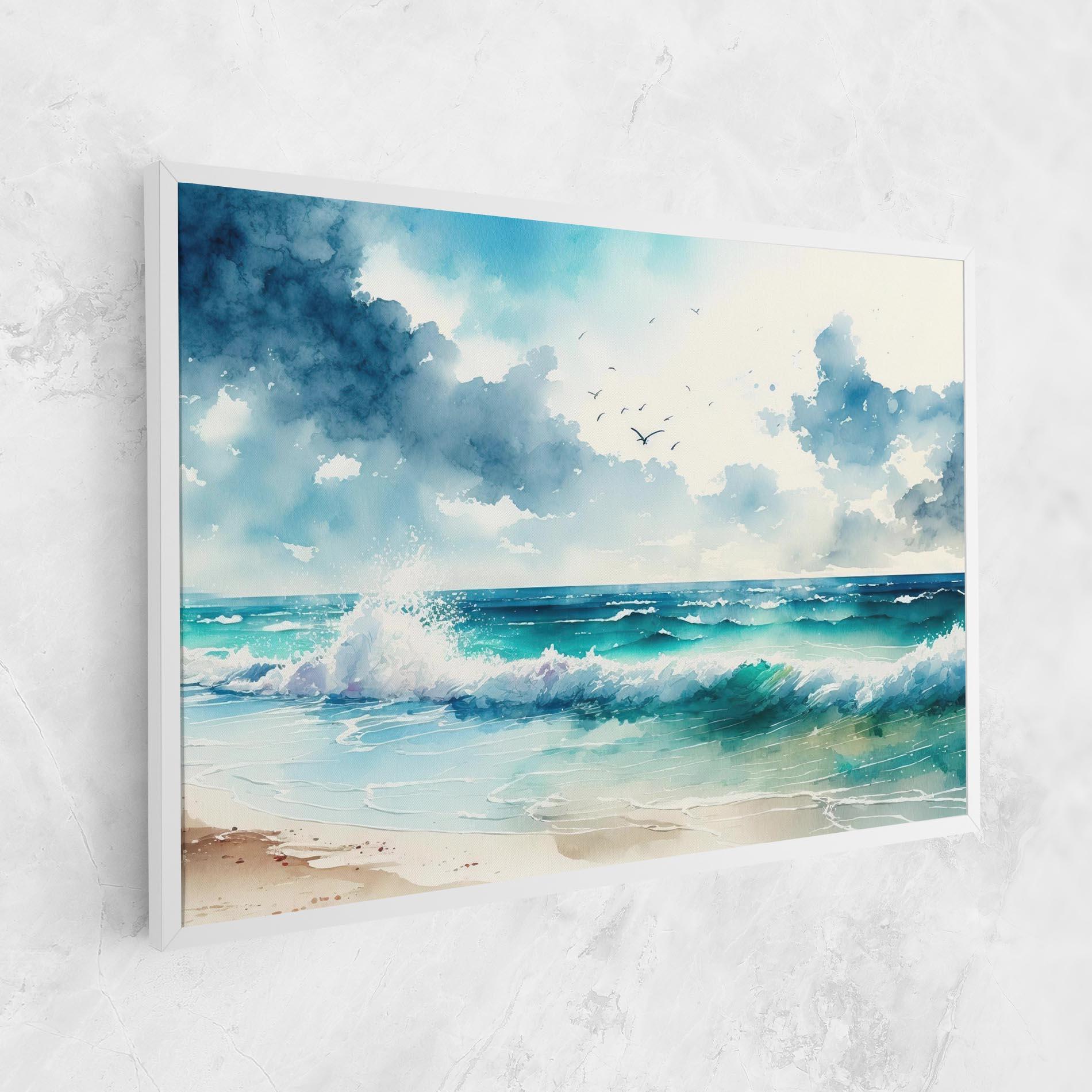 Leinwandbild Watercolor Sea Beach mockup 1