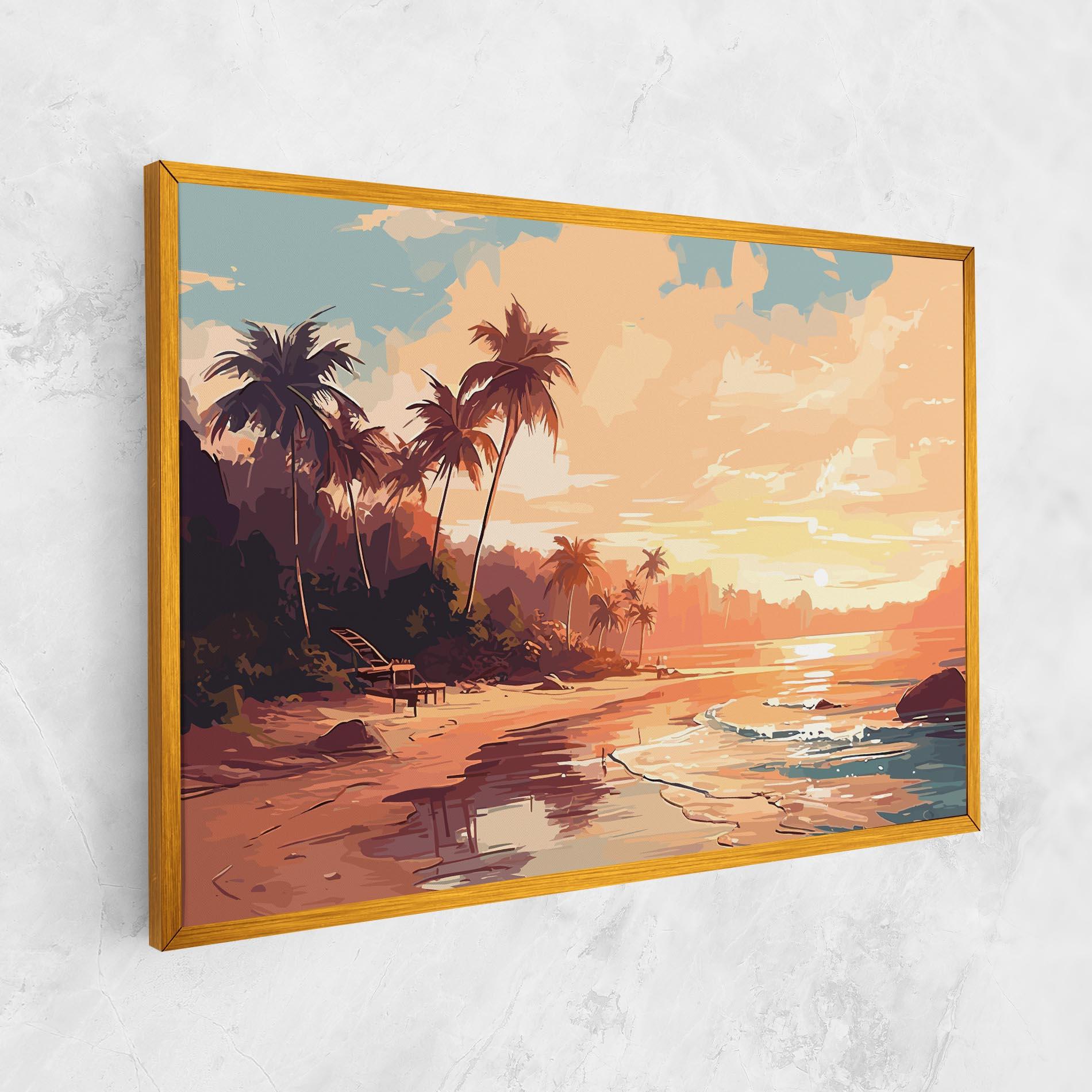 Leinwandbild Blue Orange Beach mockup 1