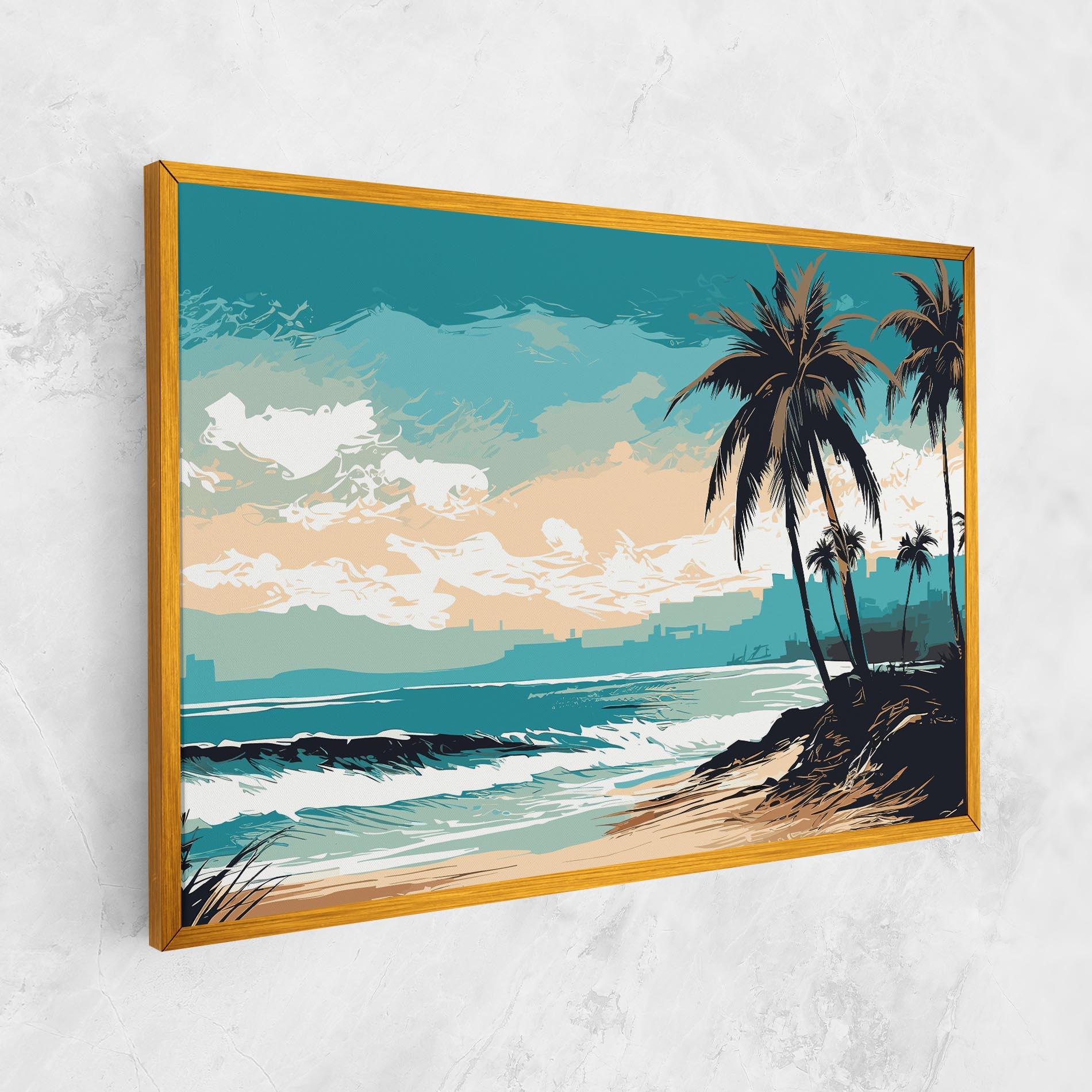 Leinwandbild Cream Blue Beach mockup 1