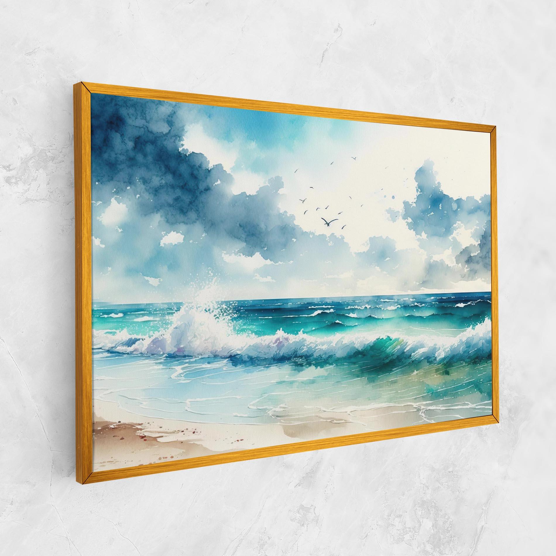 Leinwandbild Watercolor Sea Beach mockup 1