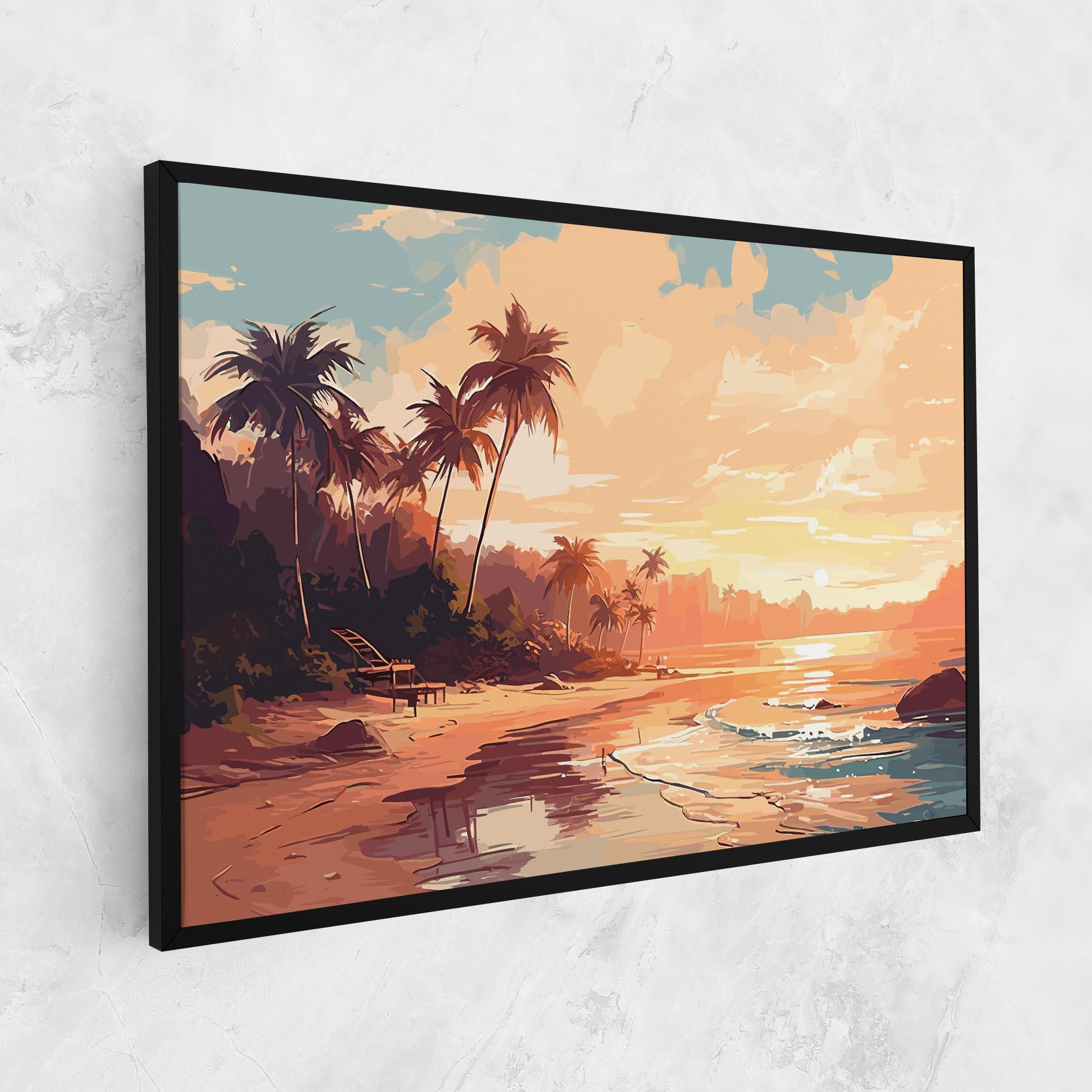 Leinwandbild Blue Orange Beach mockup 1