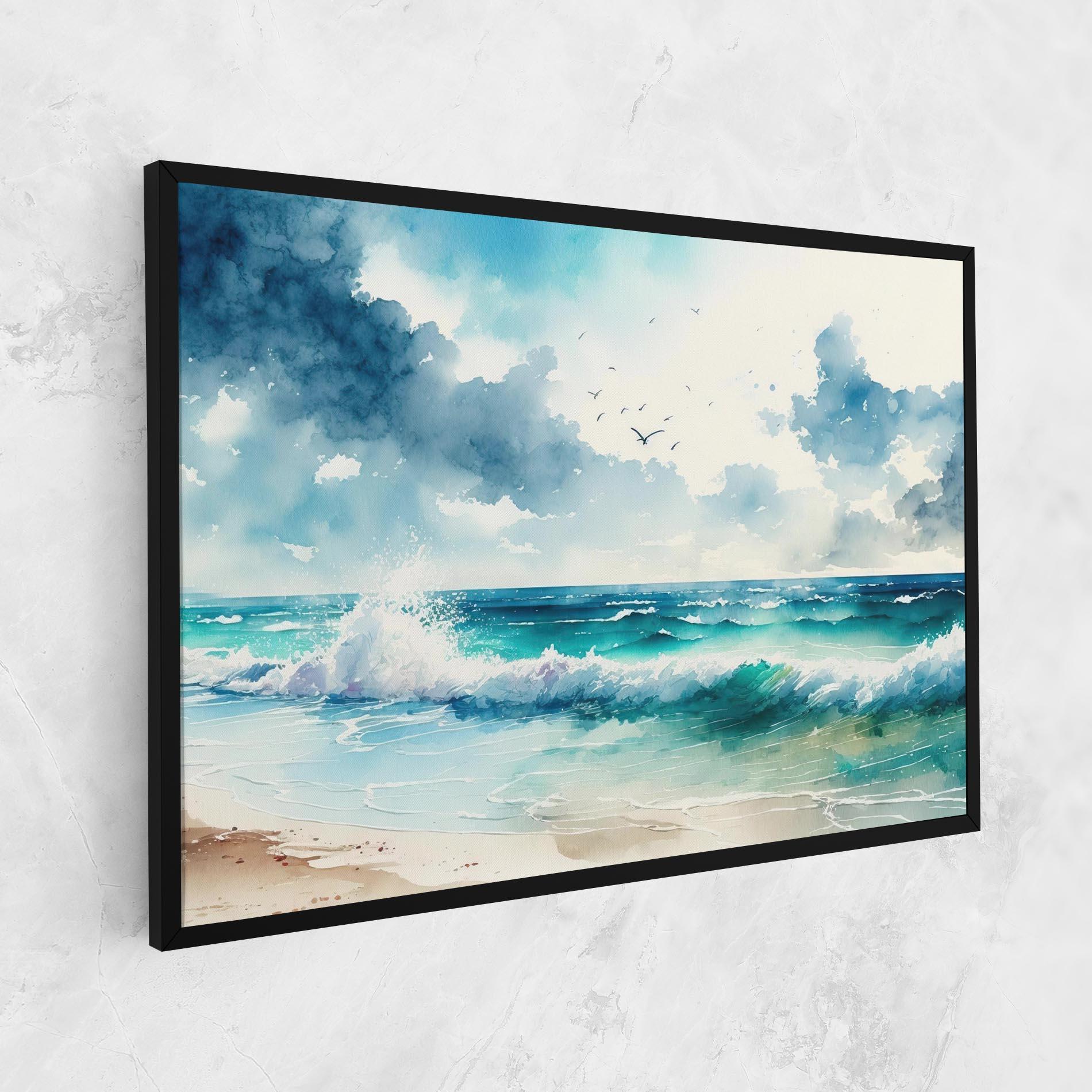Leinwandbild Watercolor Sea Beach mockup 1