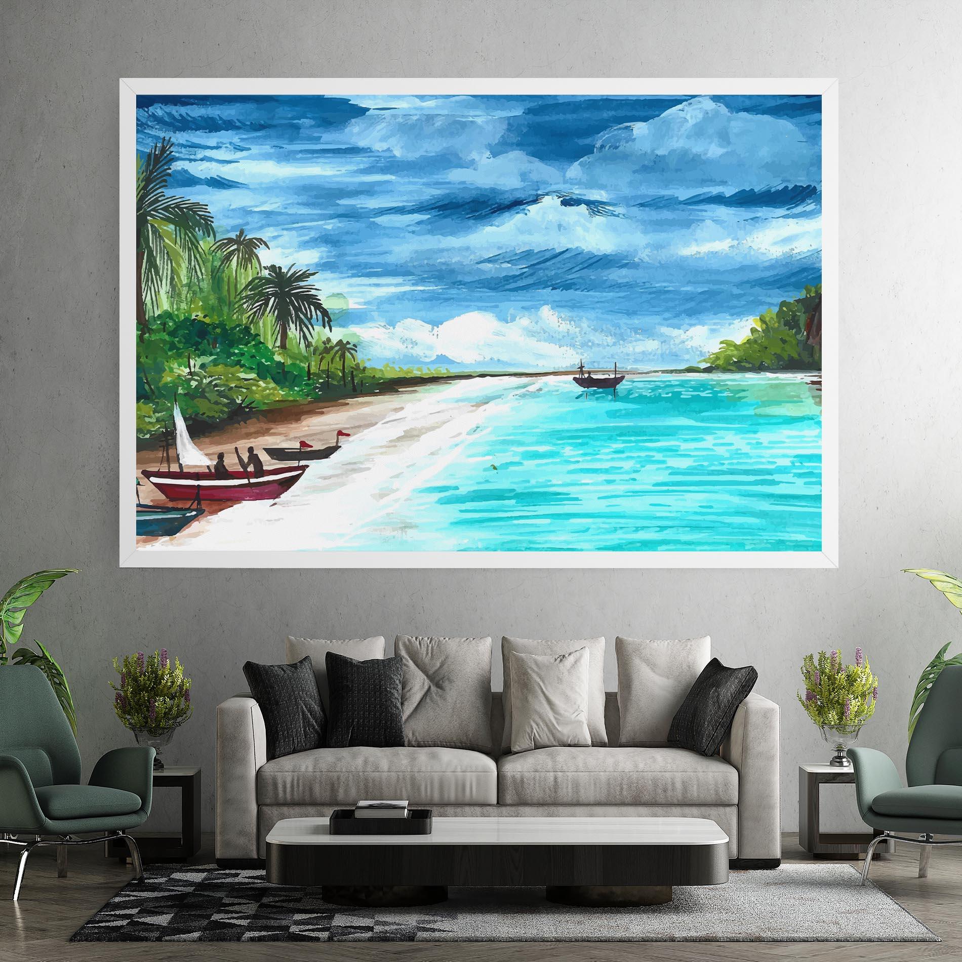 Leinwandbild Beach Painting Art mockup 7