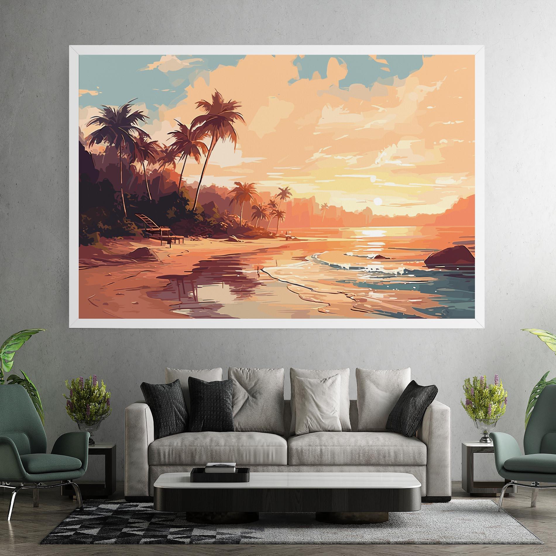 Leinwandbild Blue Orange Beach mockup 7