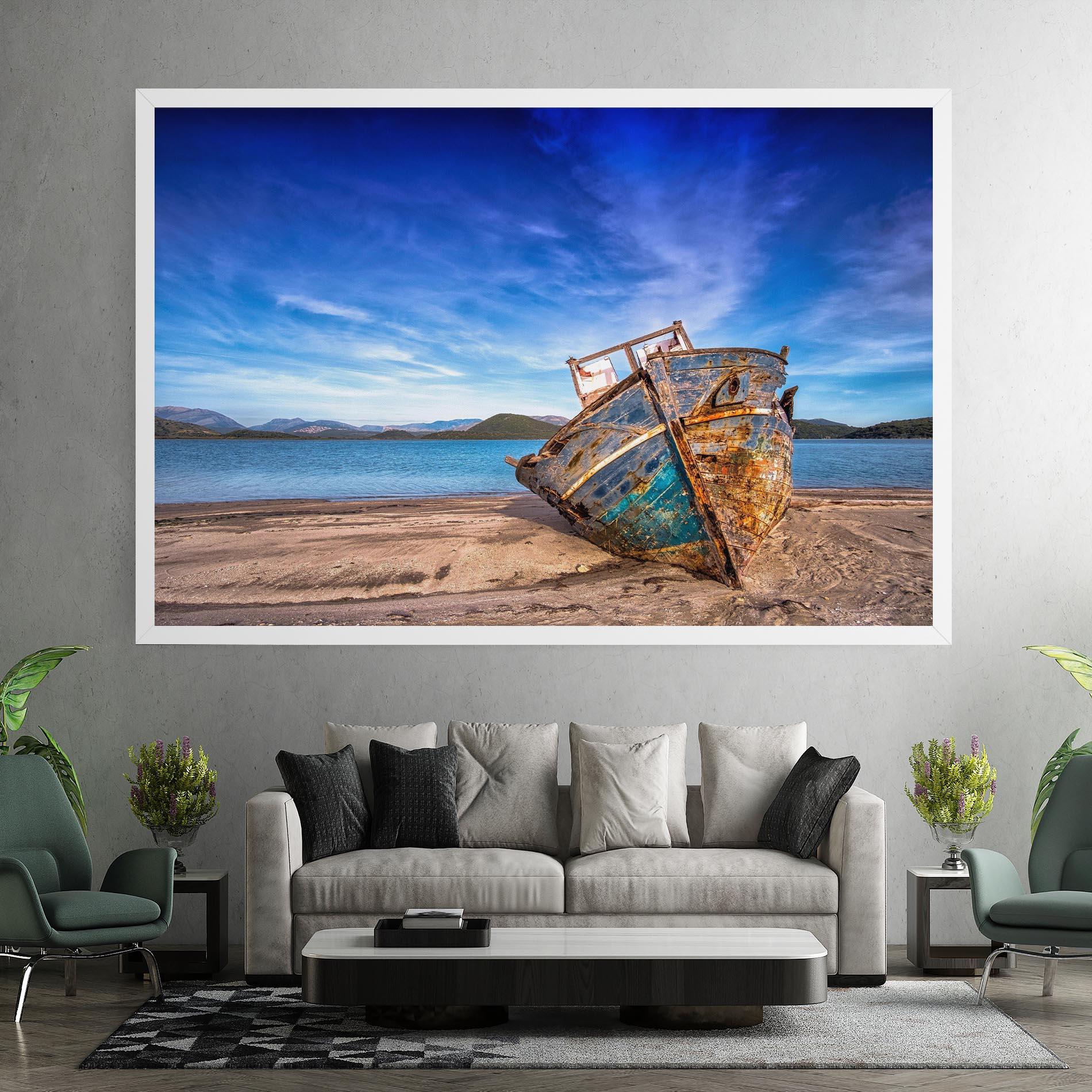 Leinwandbild Boat Blue Sky mockup 7