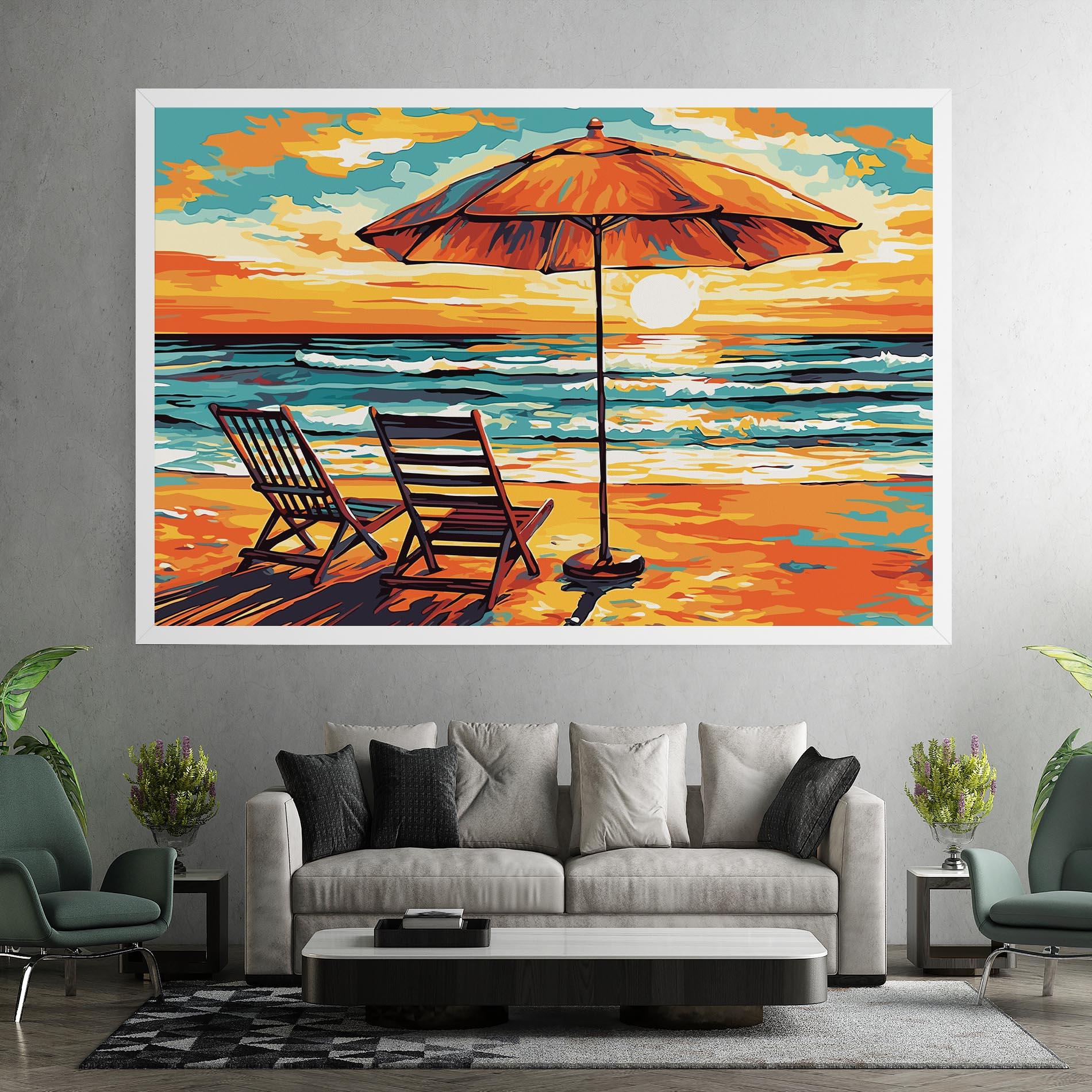 Leinwandbild Chair Sunset View mockup 7