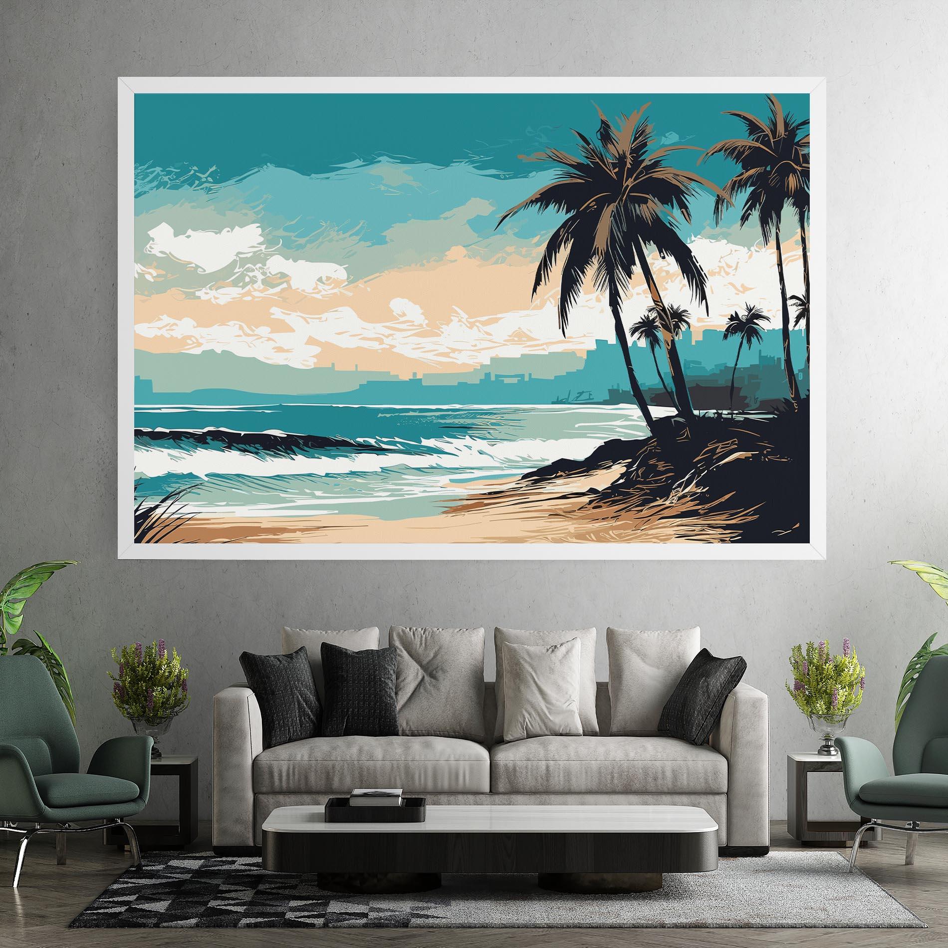 Leinwandbild Cream Blue Beach mockup 7