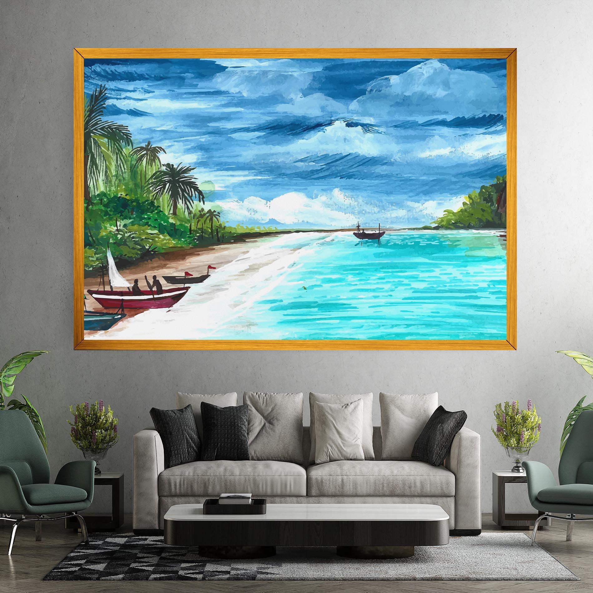 Leinwandbild Beach Painting Art mockup 7