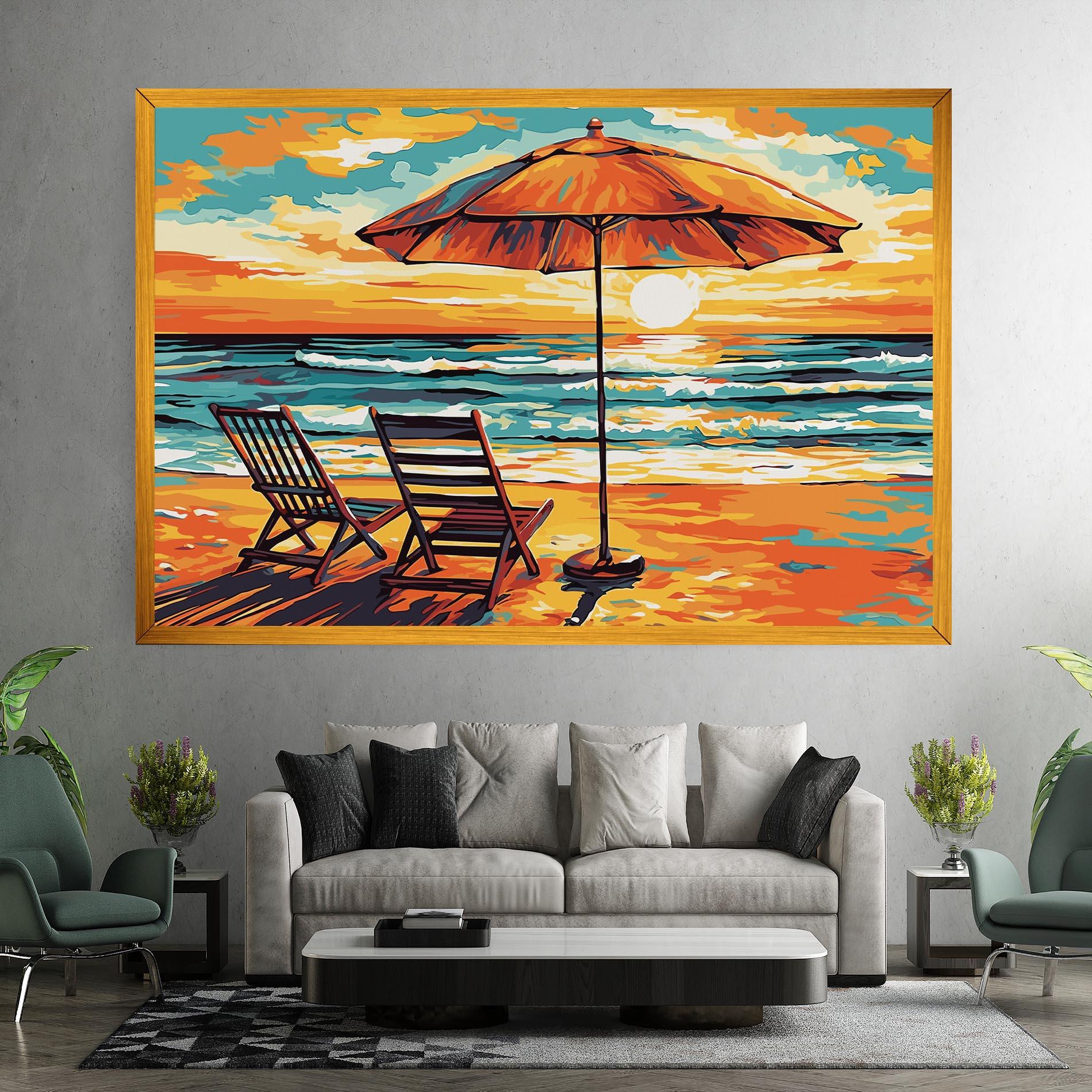 Leinwandbild Chair Sunset View mockup 7